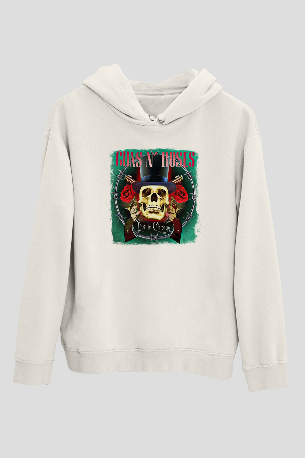 Guns N' Roses Baskılı Unisex Beyaz Hoodie