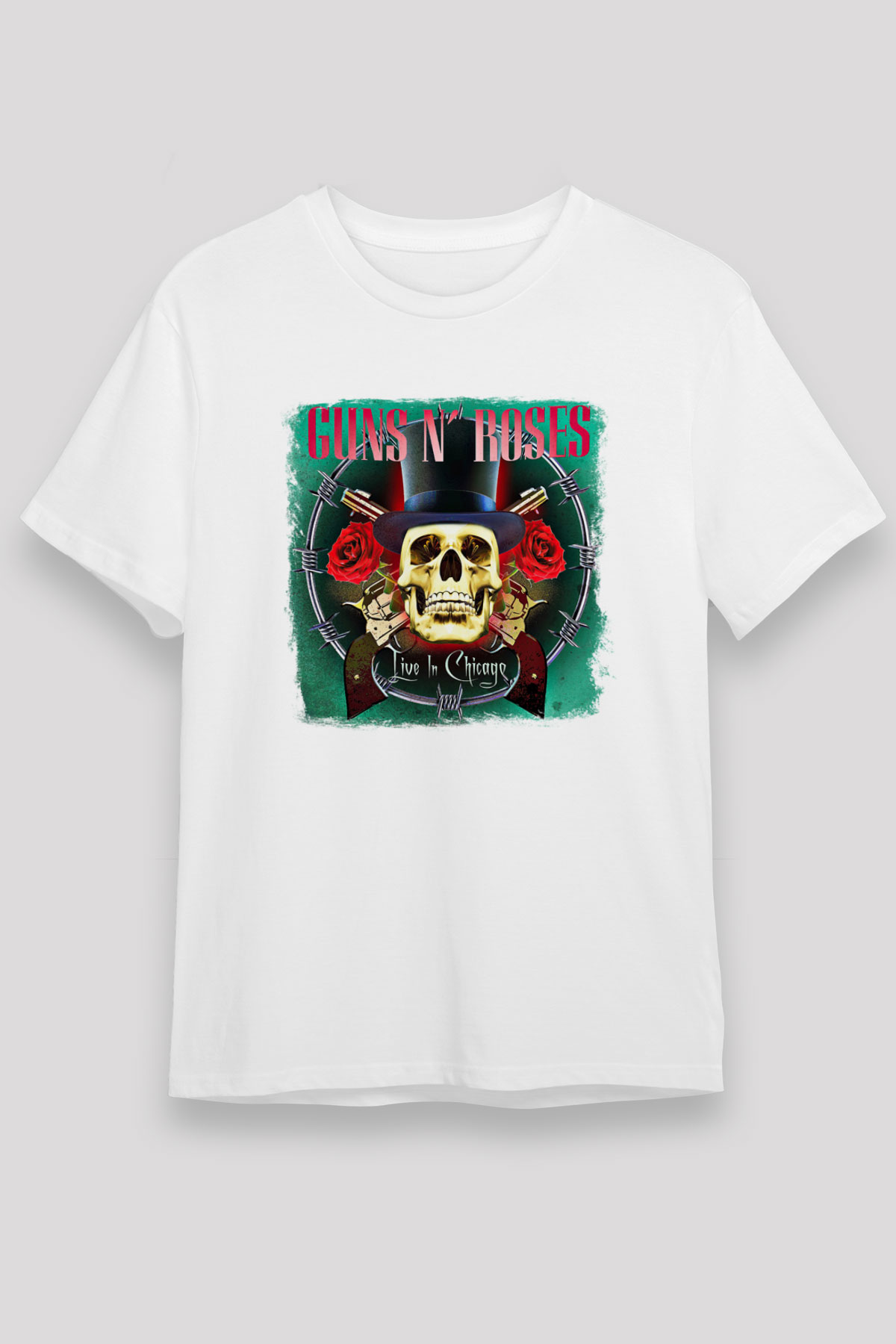 Guns N' Roses Baskılı Unisex Beyaz Tişört