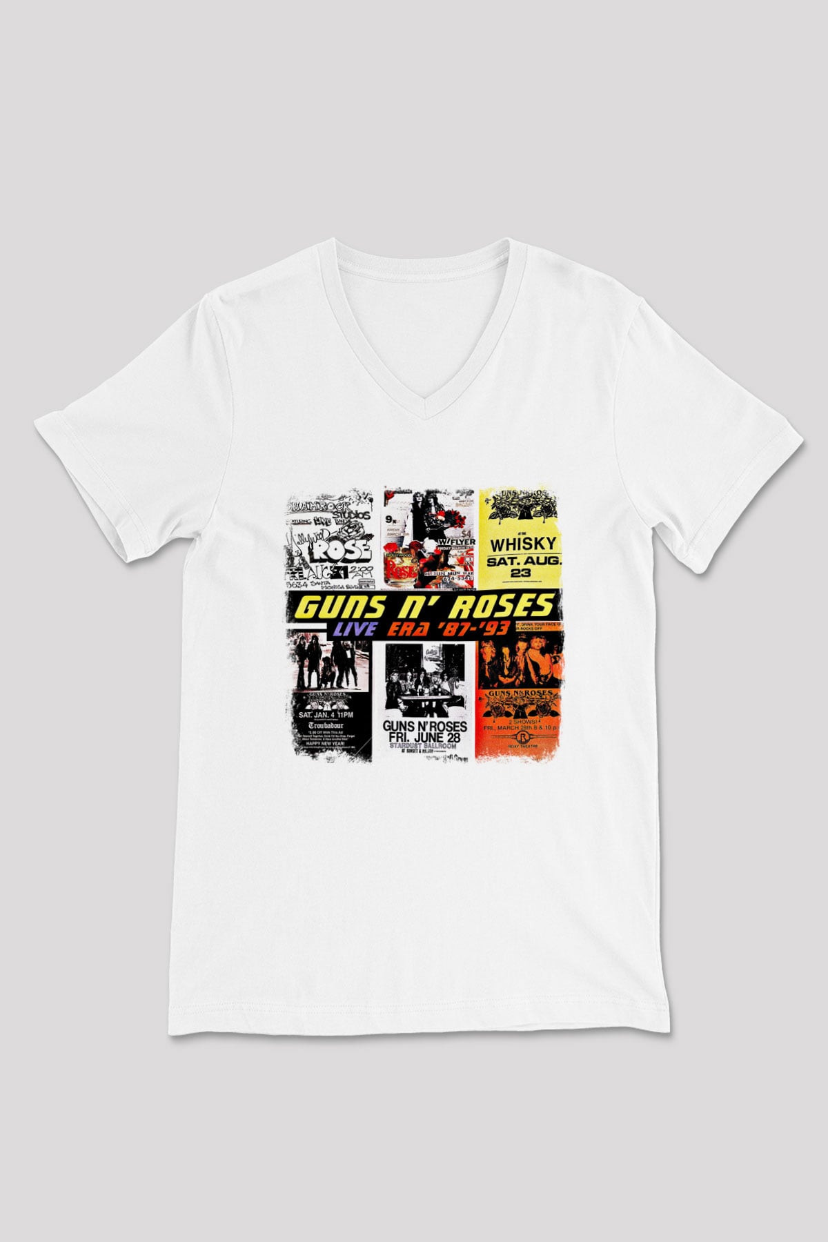 Guns N' Roses Baskılı Unisex Beyaz V Yaka Tişört