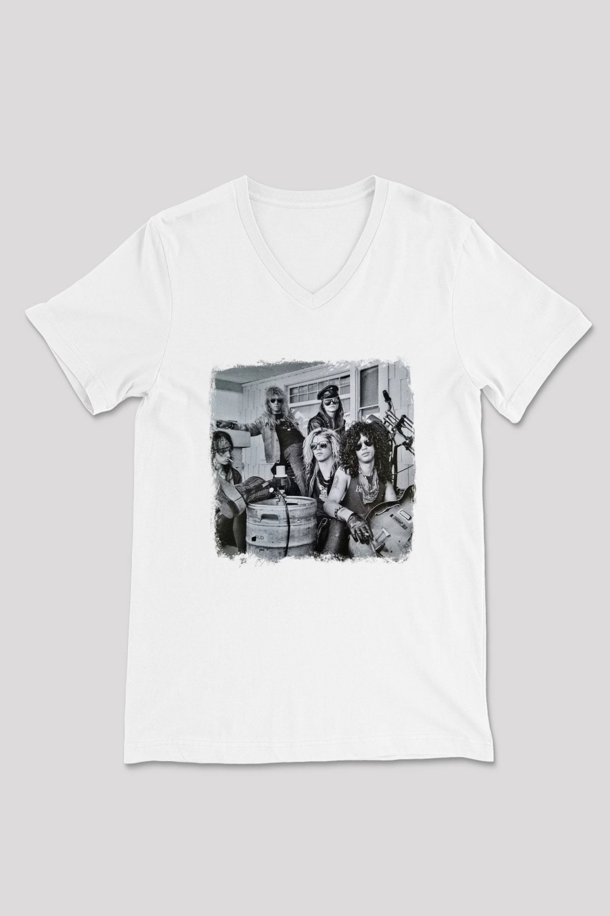 Guns N' Roses Baskılı Unisex Beyaz V Yaka Tişört