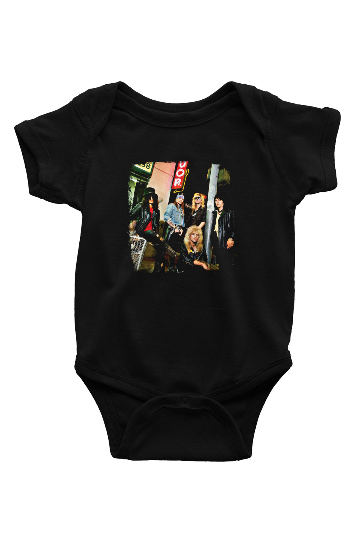 Guns N' Roses Baskılı Unisex Siyah Bebek Body - Zıbın