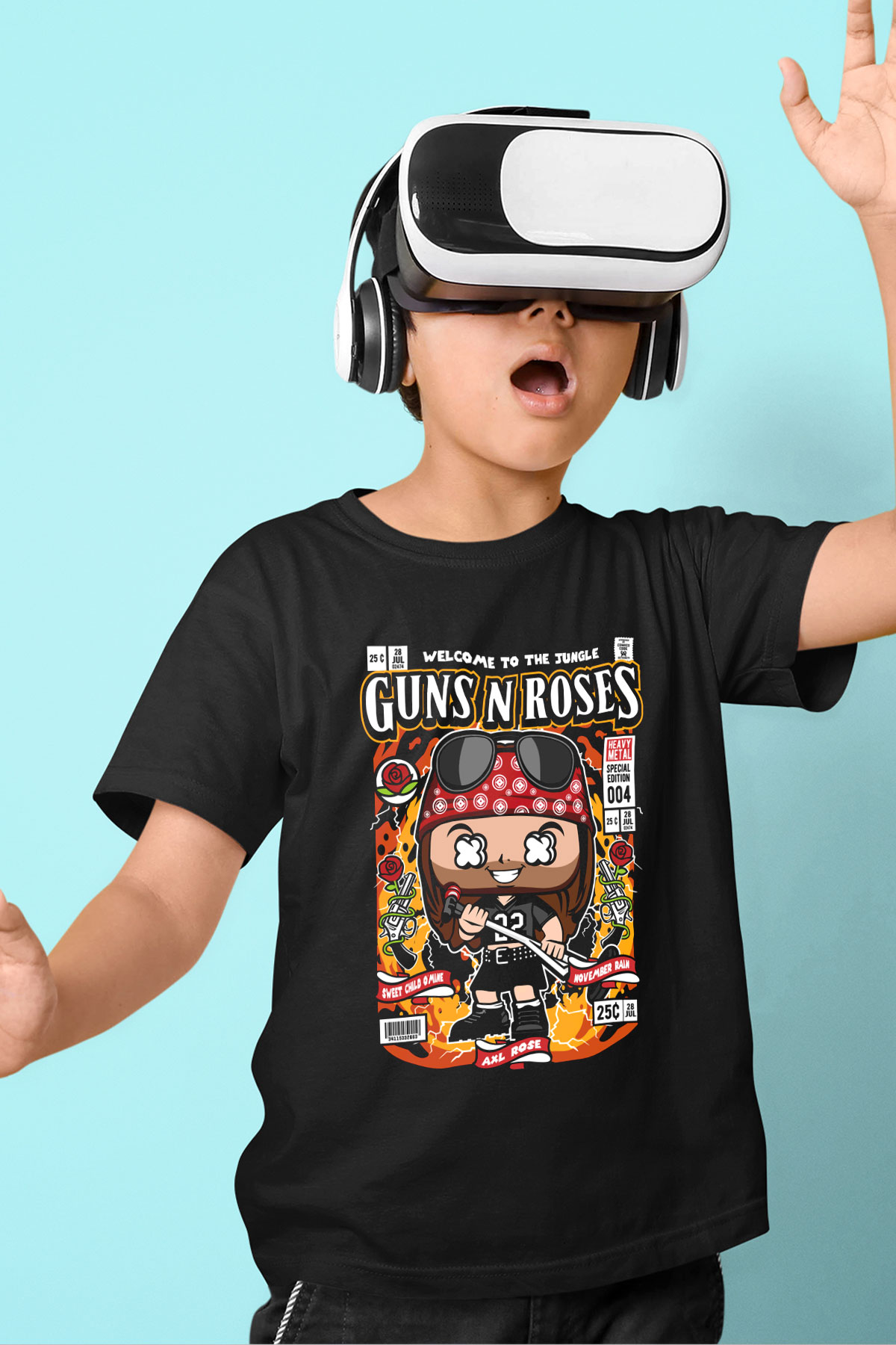 Guns N Roses Baskılı Unisex Siyah Çocuk Tişört