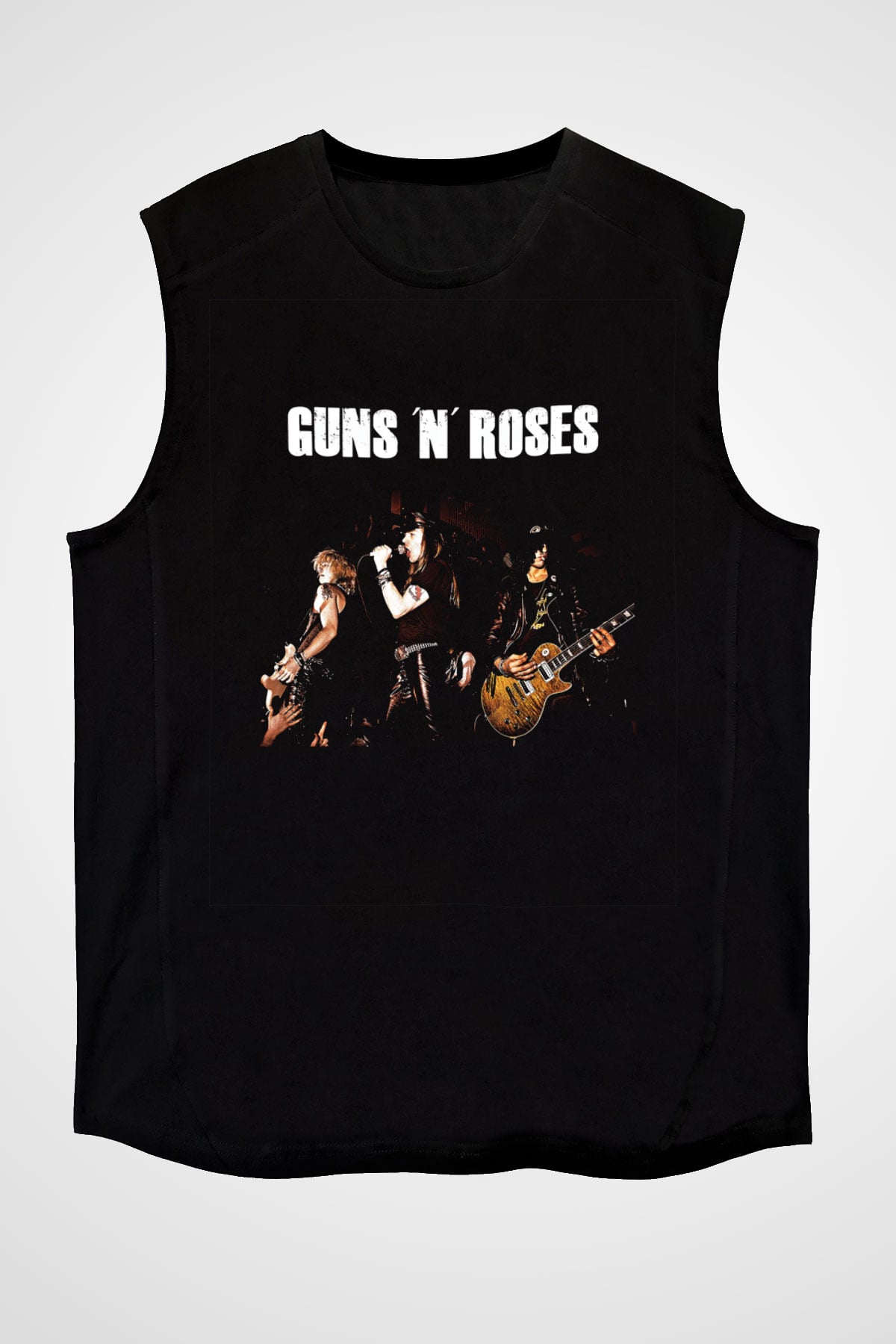 Guns N' Roses Baskılı Unisex Siyah Kolsuz Tişört