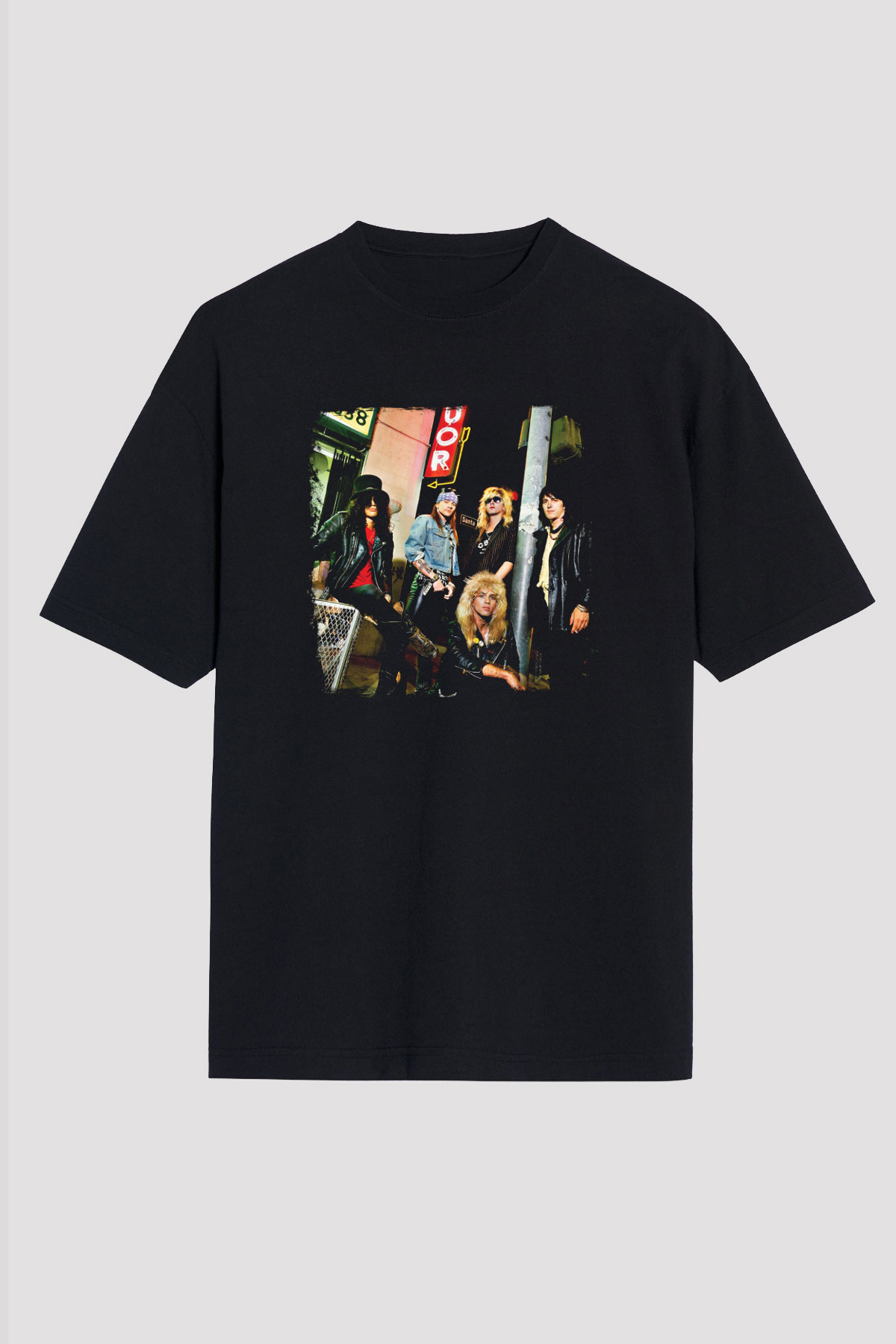Guns N' Roses Baskılı Unisex Siyah Oversize Tişört
