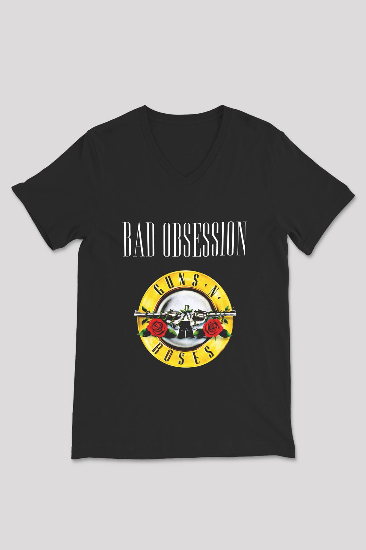 Guns N' Roses Baskılı Unisex Siyah V Yaka Tişört