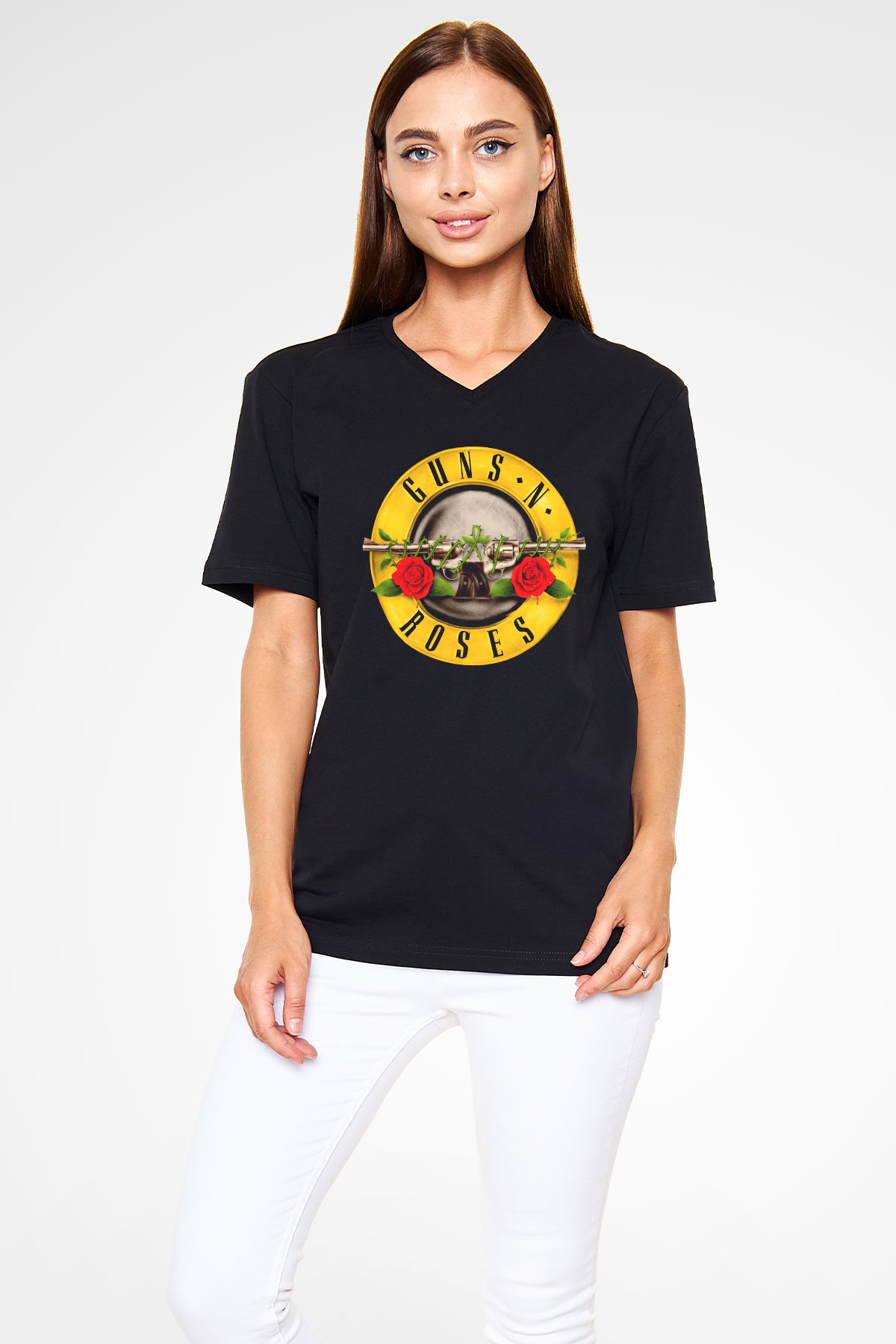Guns N' Roses Siyah Unisex V Yaka Tişört T-Shirt