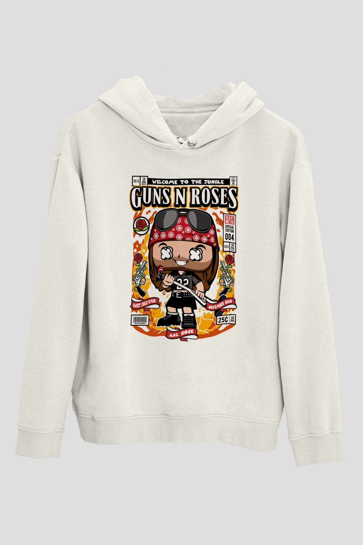 Guns'n Roses Axl Rose Baskılı Unisex Beyaz Hoodie