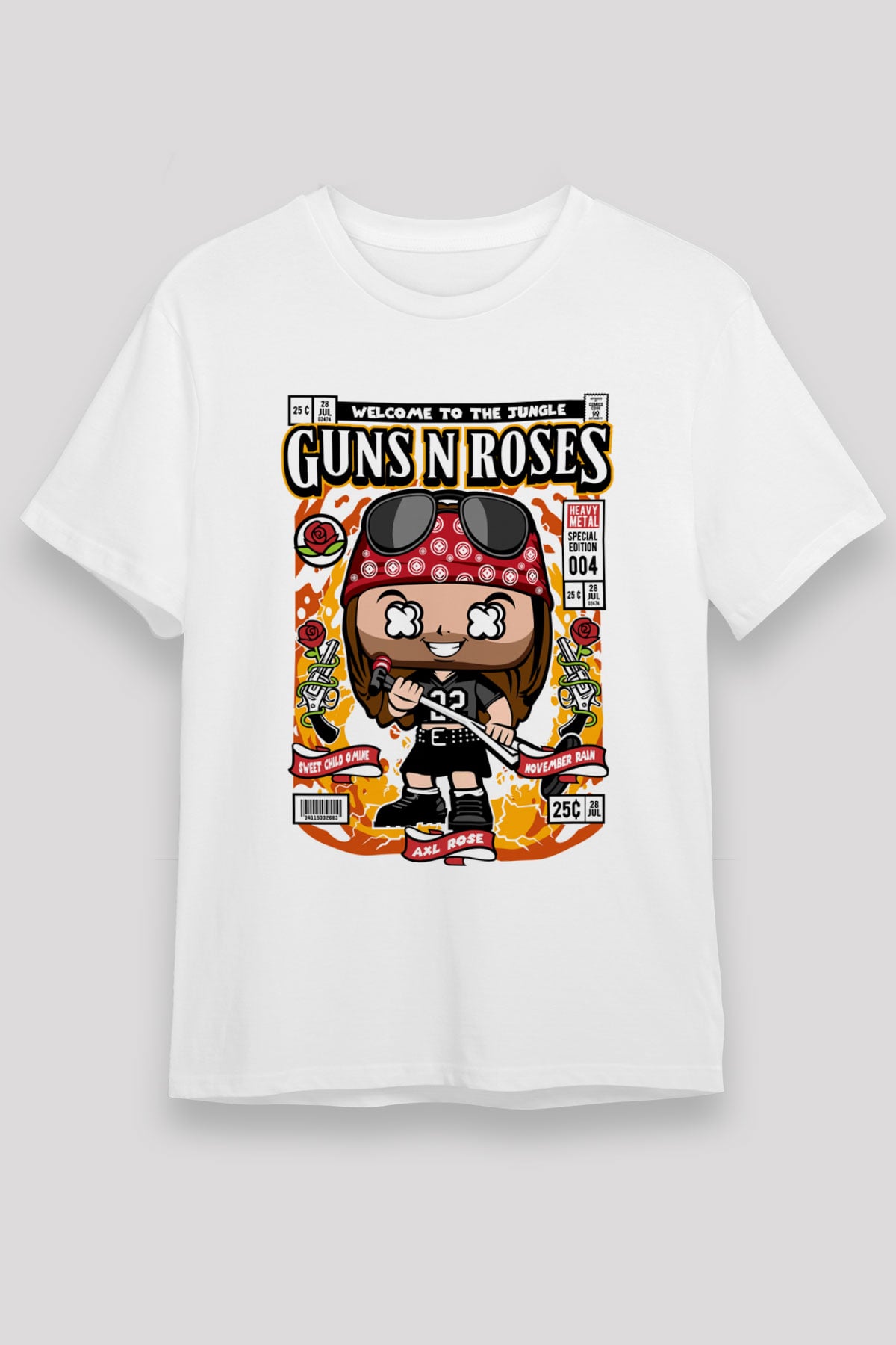 Guns'n Roses Axl Rose Baskılı Unisex Beyaz Tişört