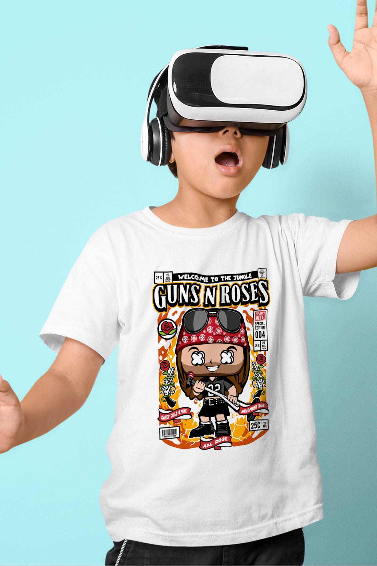 Guns'n Roses Axl Rose Baskılı Unisex Beyaz Çocuk Tişört
