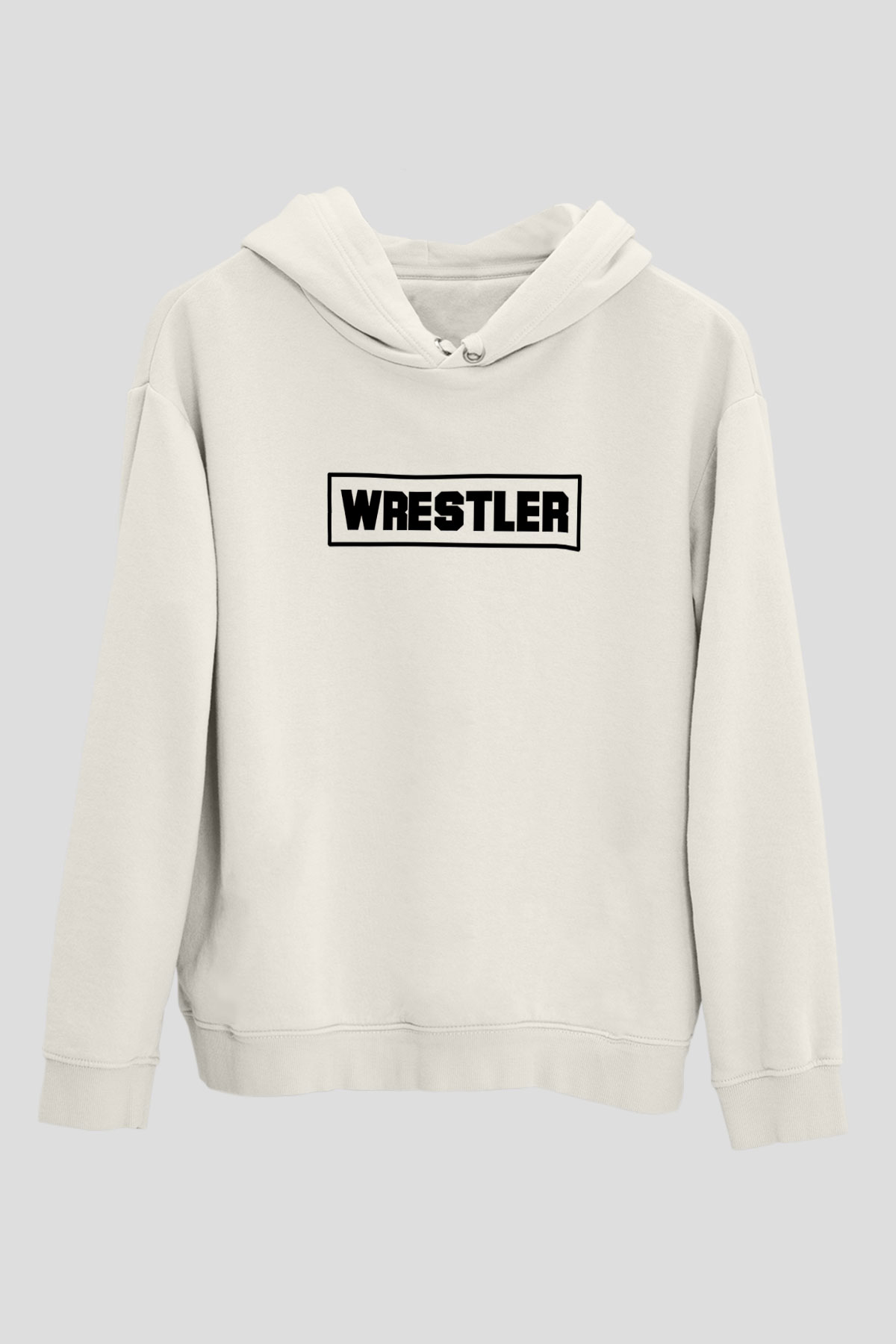 Güreş Baskılı Unisex Ekru Hoodie