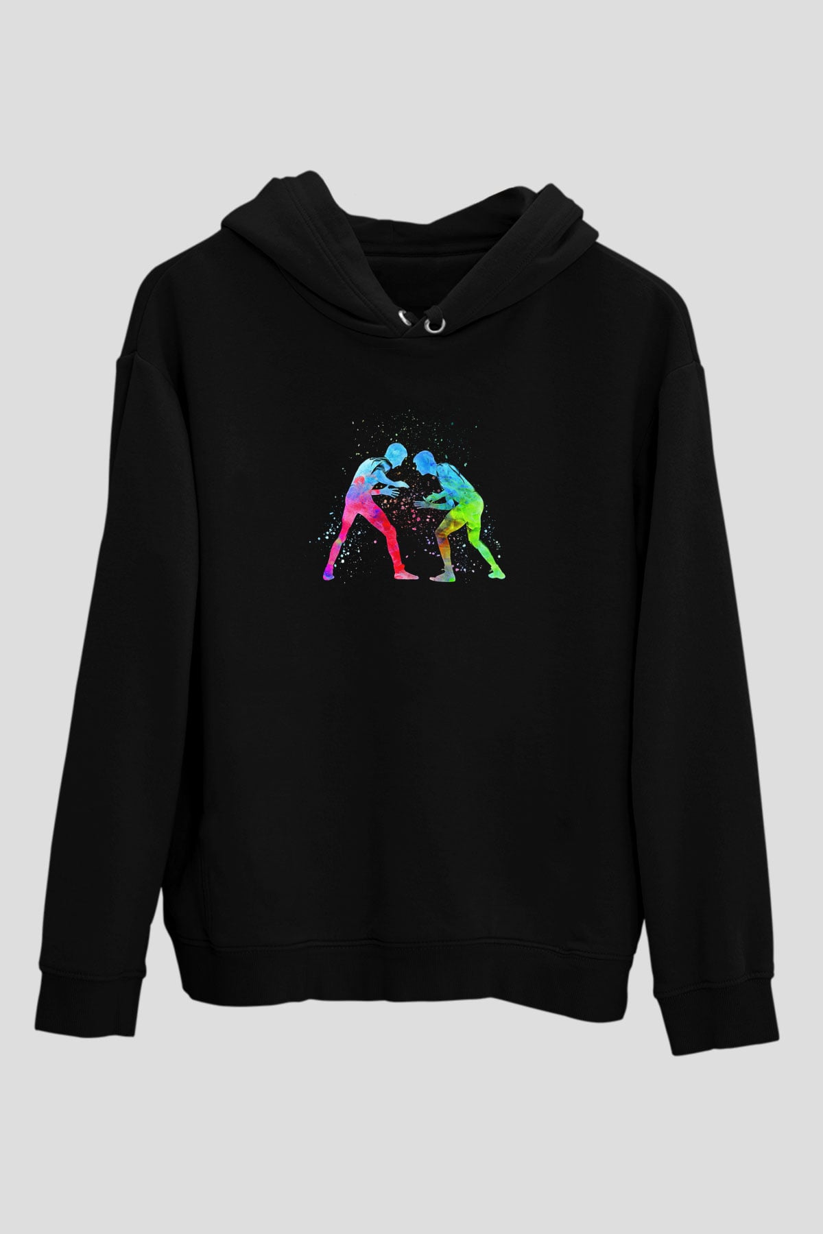 Güreş - Wrestle Baskılı Unisex Siyah Hoodie