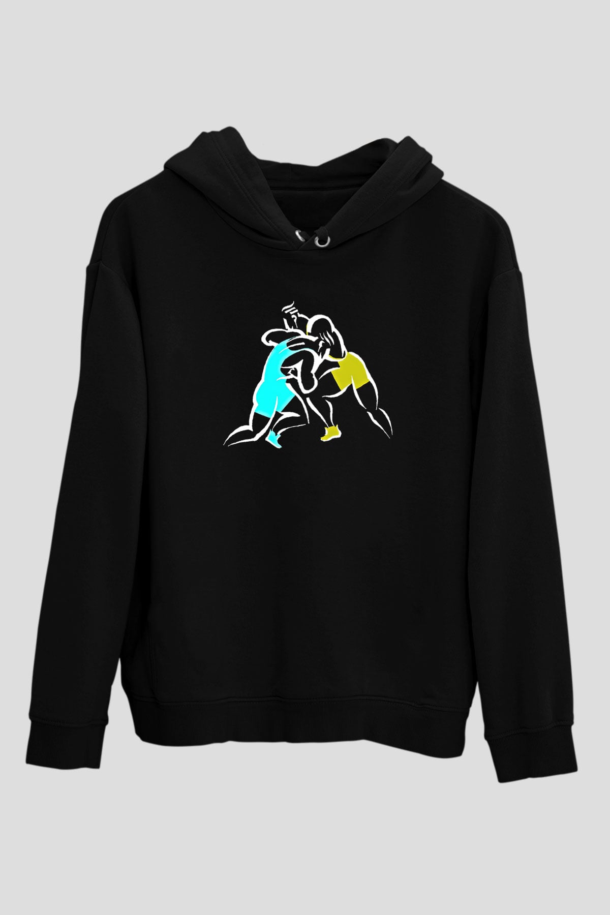 Güreş - Wrestle Baskılı Unisex Siyah Hoodie
