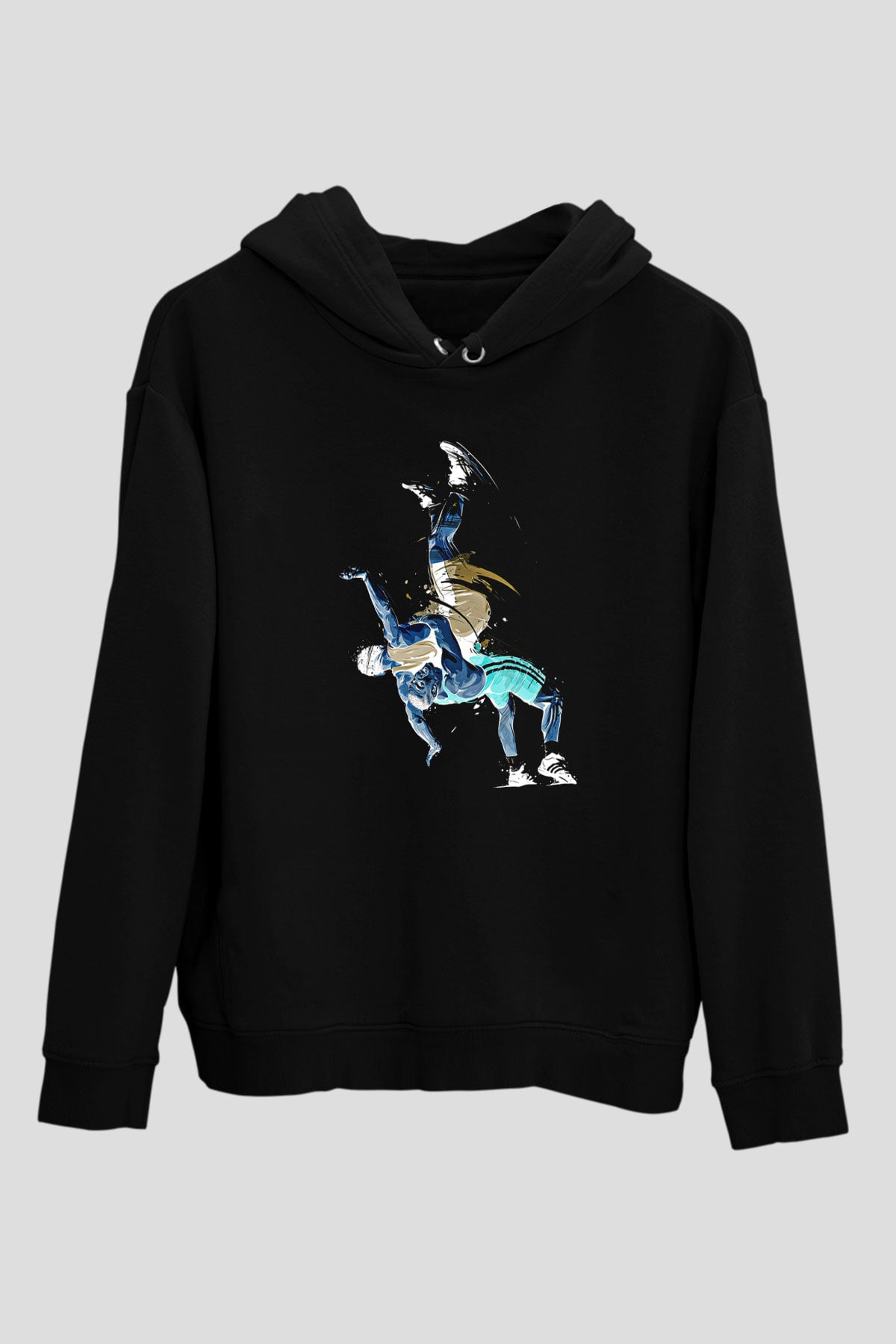 Güreş - Wrestle Baskılı Unisex Siyah Hoodie