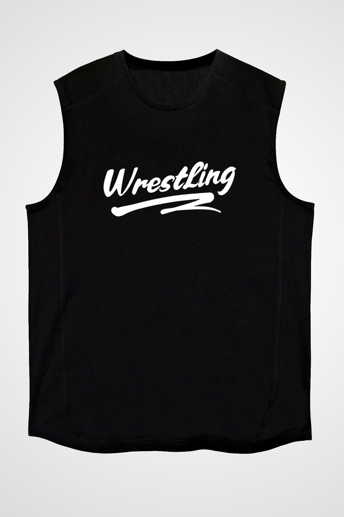 Güreş - Wrestle Baskılı Unisex Siyah Kolsuz Tişört