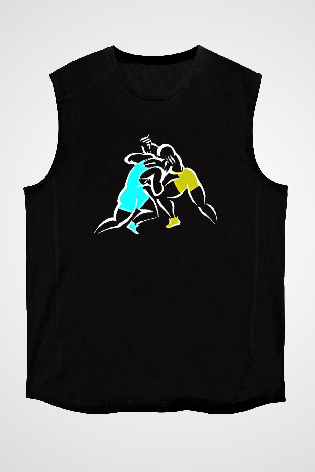 Güreş - Wrestle Baskılı Unisex Siyah Kolsuz Tişört