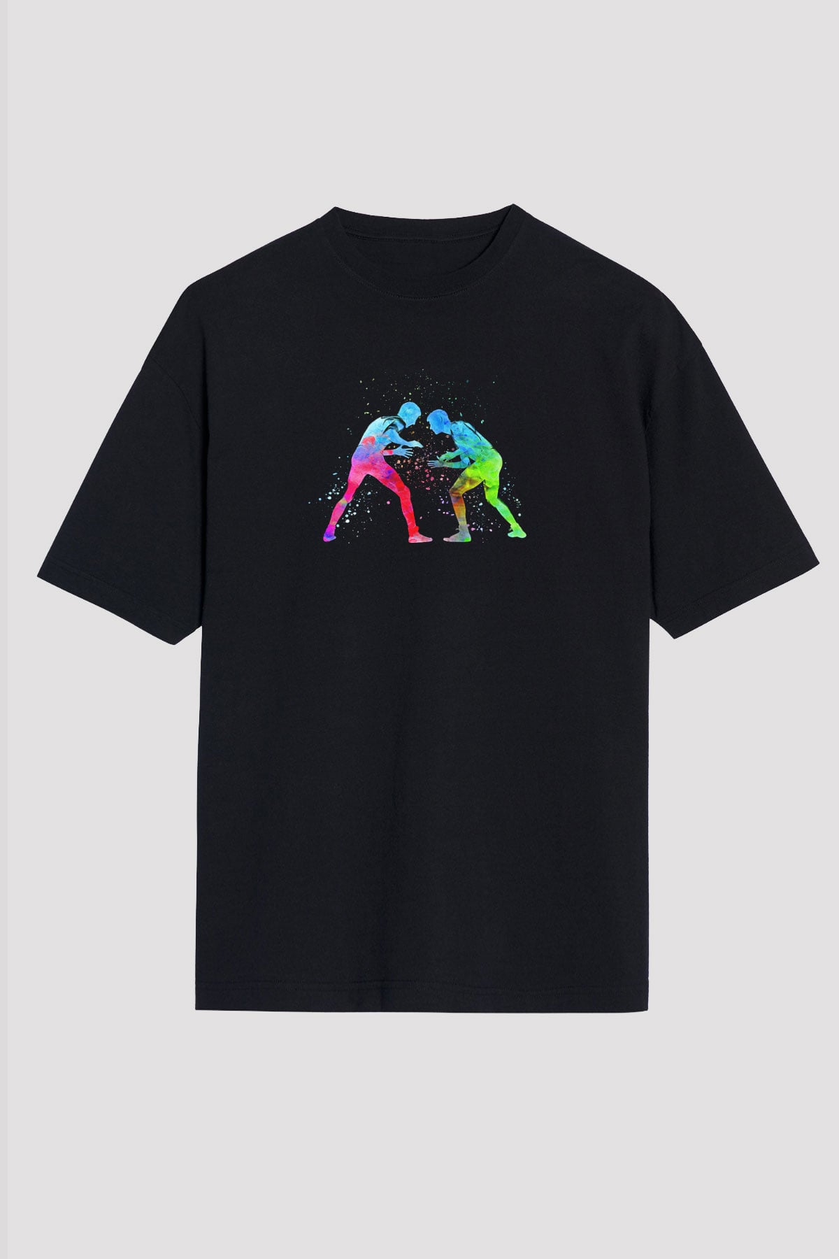 Güreş - Wrestle Baskılı Unisex Siyah Oversize Tişört