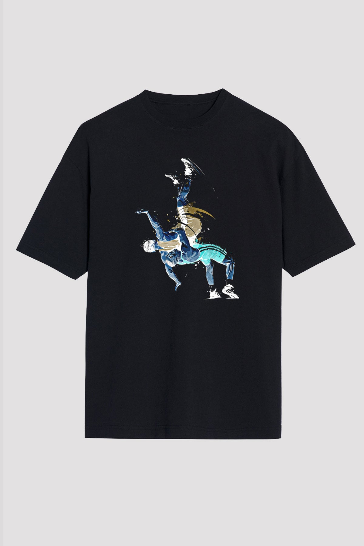 Güreş - Wrestle Baskılı Unisex Siyah Oversize Tişört
