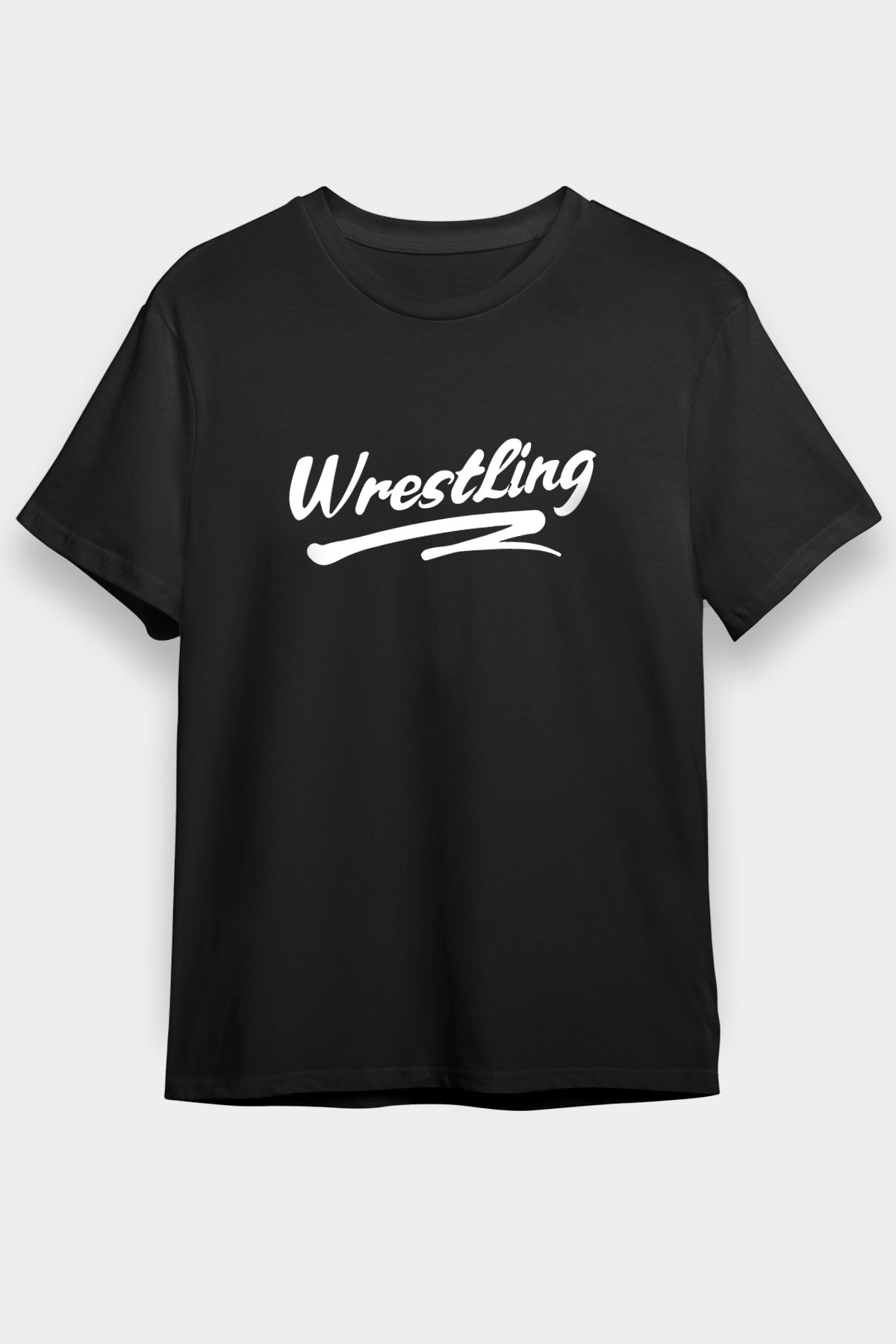 Güreş - Wrestle Baskılı Unisex Siyah Tişört - Tshirt