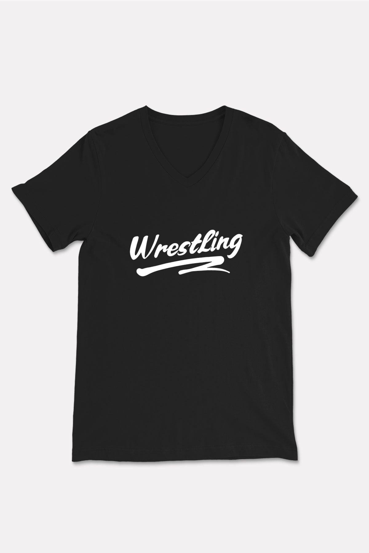 Güreş - Wrestle Baskılı Unisex Siyah V Yaka Tişört