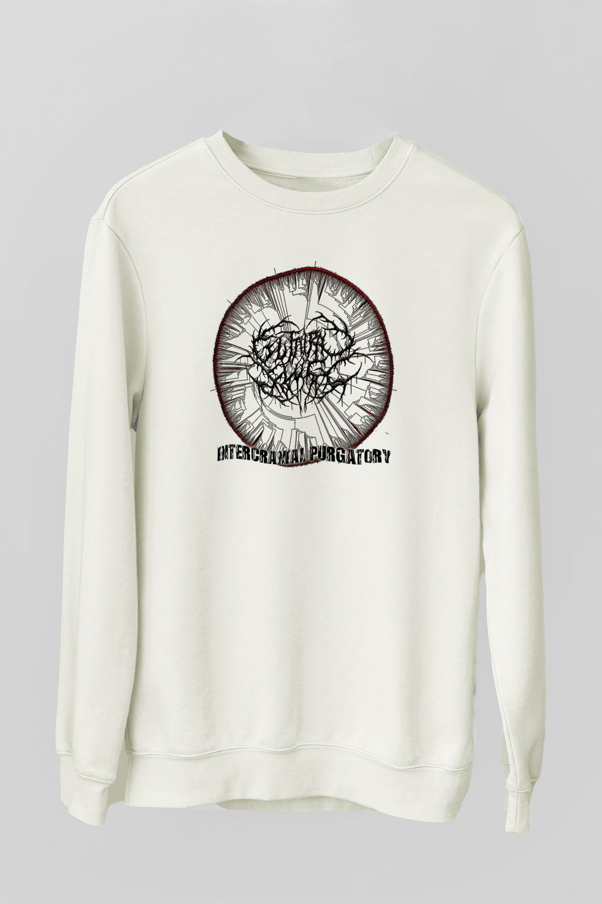 Guttural Slug Baskılı Beyaz Unisex Sweatshirt