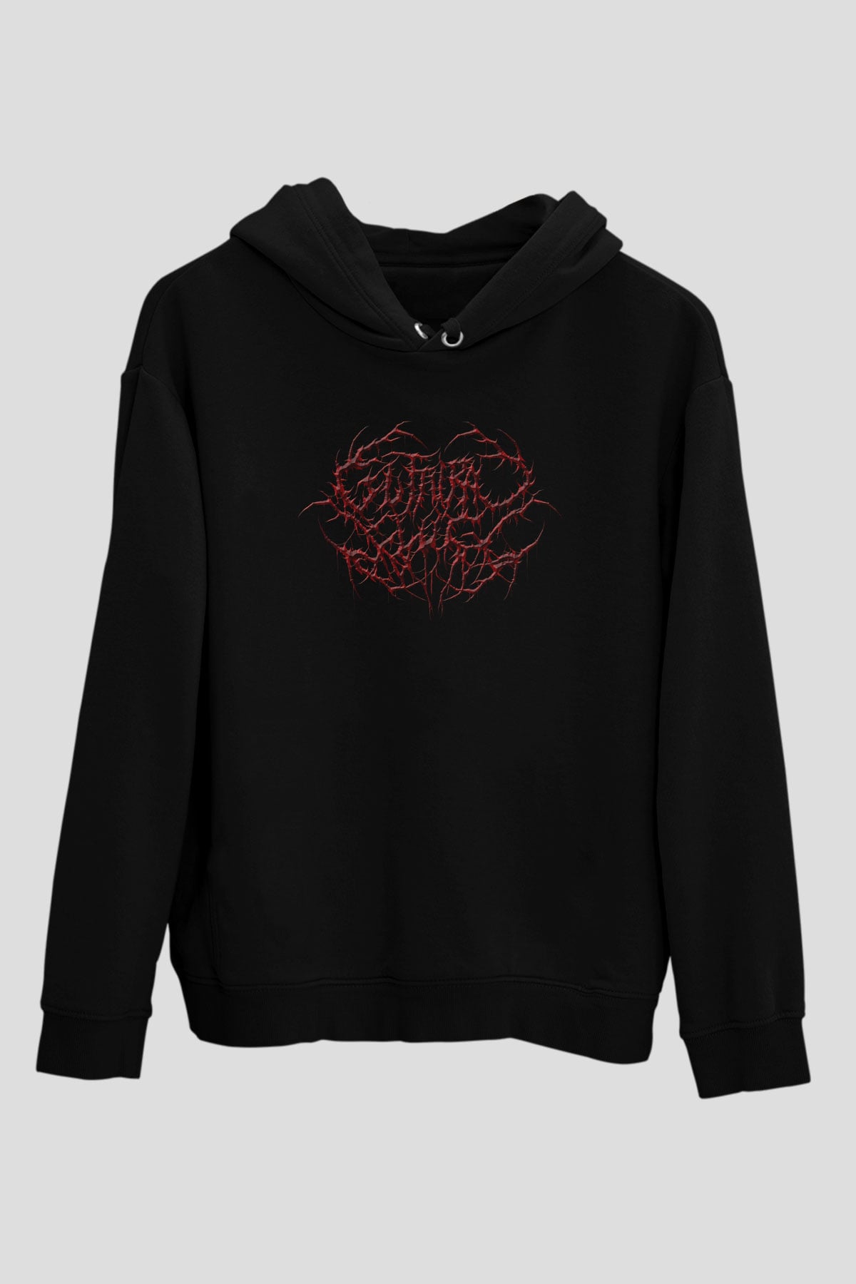 Guttural Slug Baskılı Unisex Siyah Kapüşonlu Sweatshirt