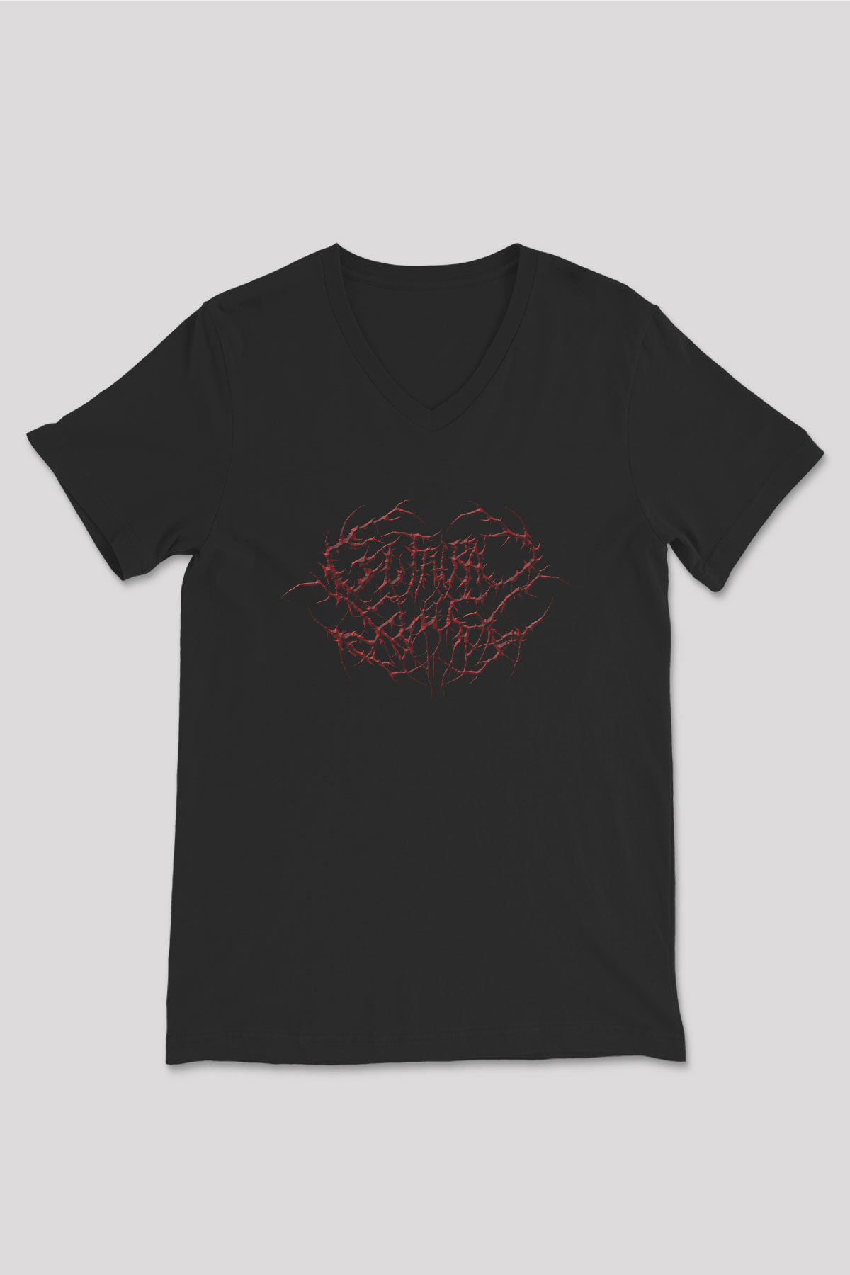 Guttural Slug Baskılı Unisex Siyah V Yaka Tişört - Tshirt