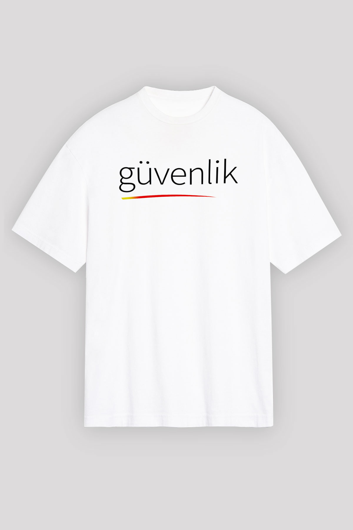 Güvenlik Beyaz Unisex Oversize Tişört T-Shirt