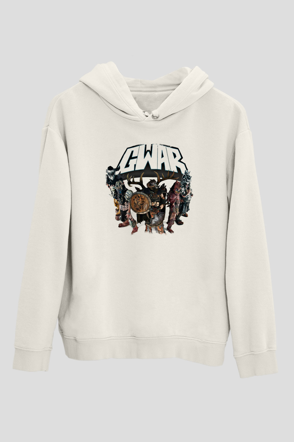 Gwar Baskılı Unisex Beyaz Hoodie