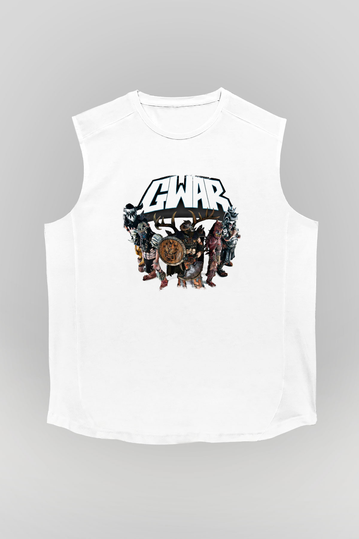 Gwar Baskılı Unisex Beyaz Kolsuz Tişört