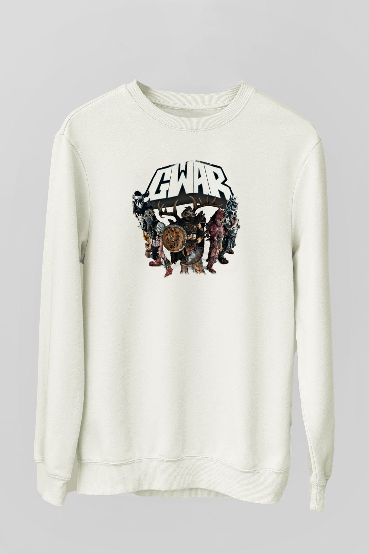 Gwar Baskılı Unisex Beyaz Sweatshirt