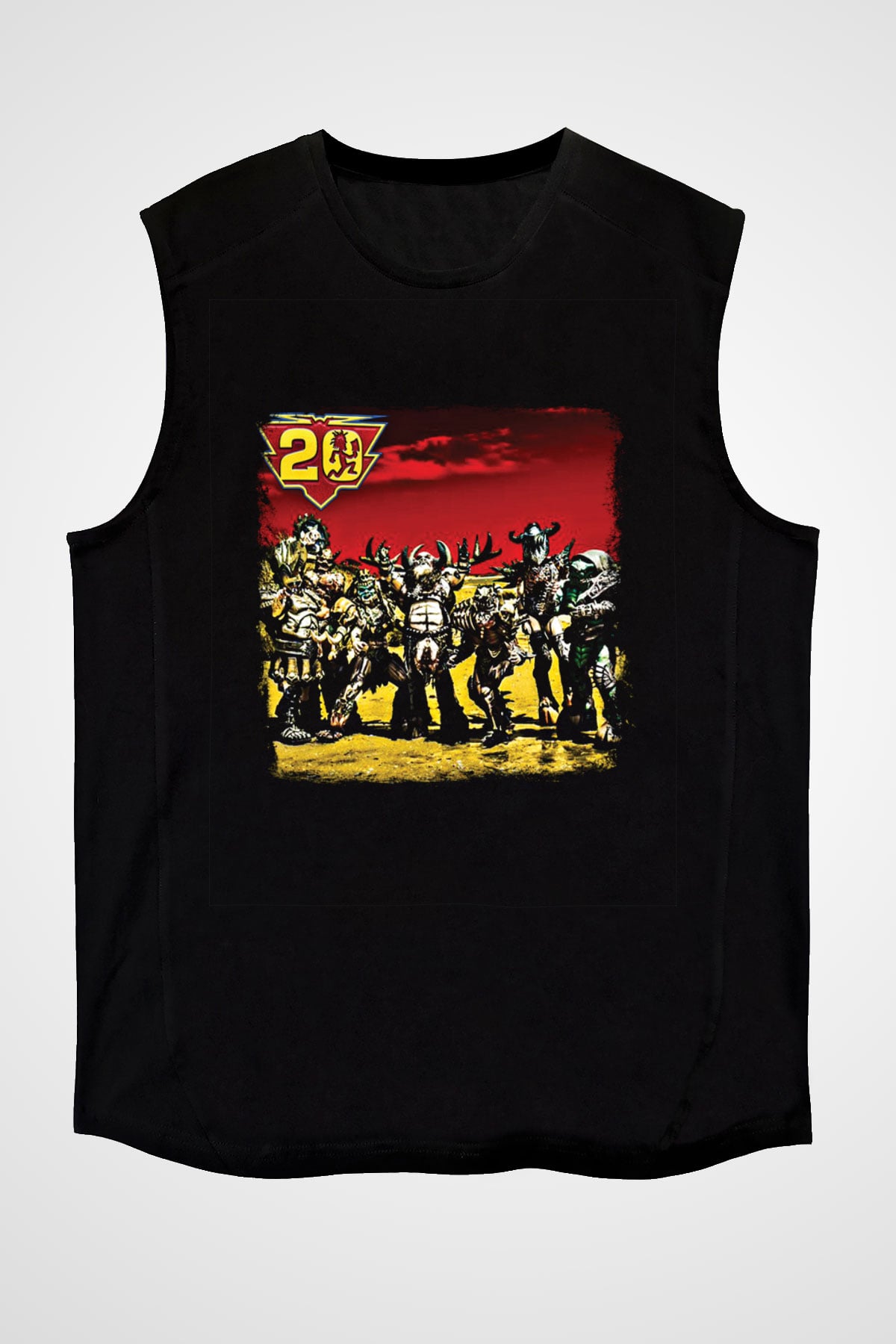 Gwar Baskılı Unisex Siyah Kolsuz Tişört