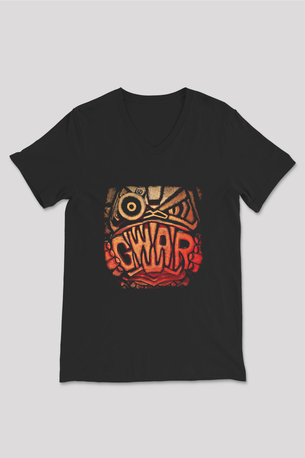 Gwar Baskılı Unisex Siyah V Yaka Tişört