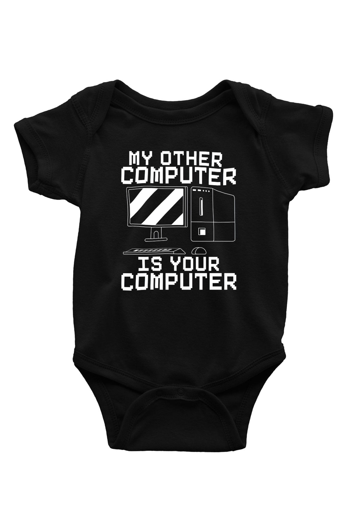 Hacker Baskılı Unisex Siyah Bebek Body - Zıbın
