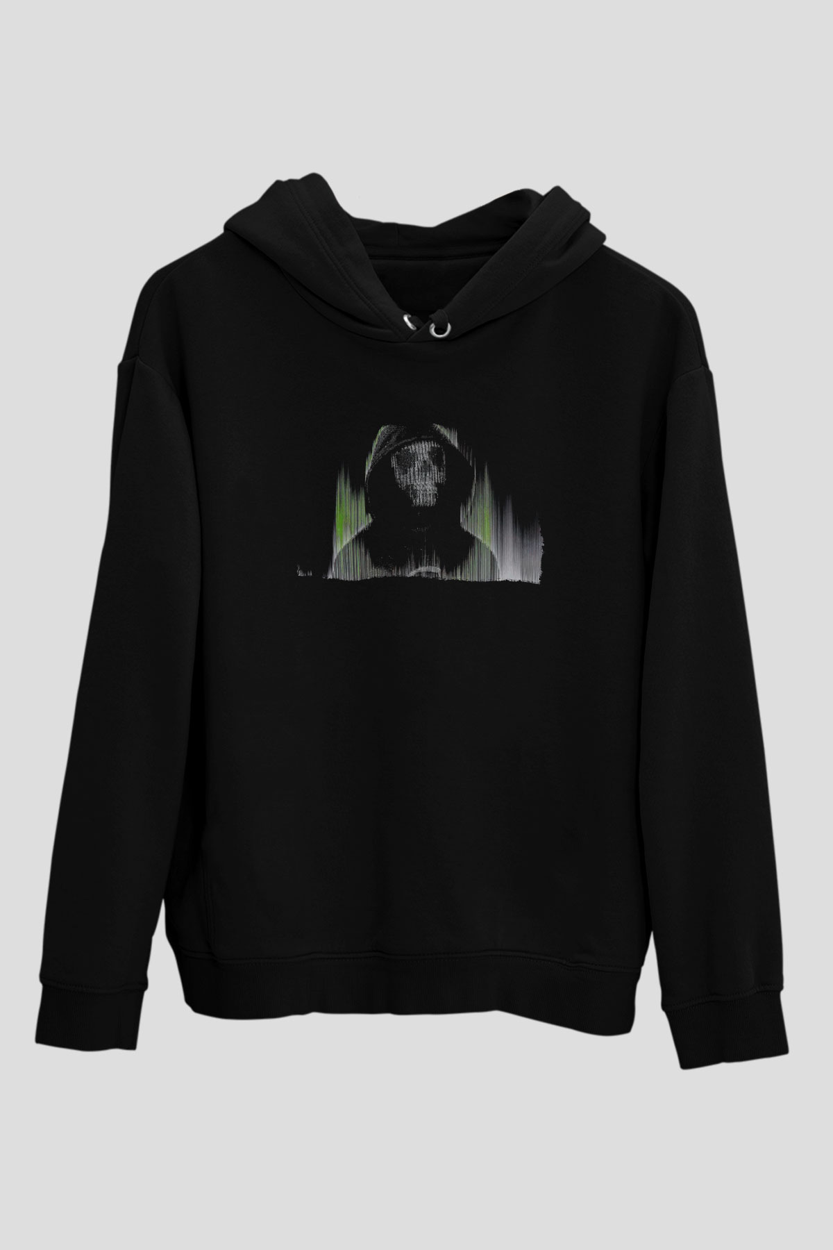 Hacker Baskılı Unisex Siyah Hoodie