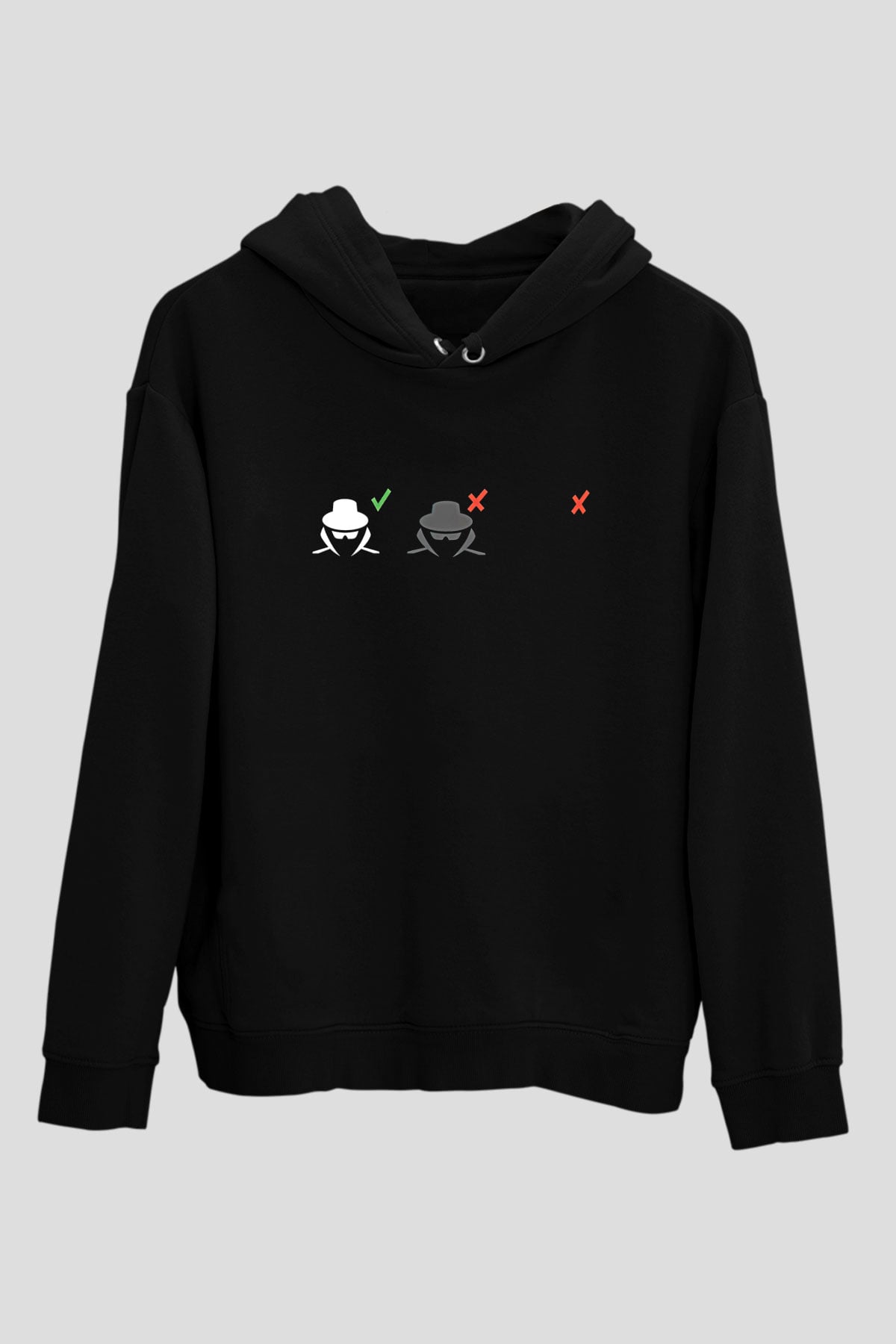 Hacker Baskılı Unisex Siyah Hoodie