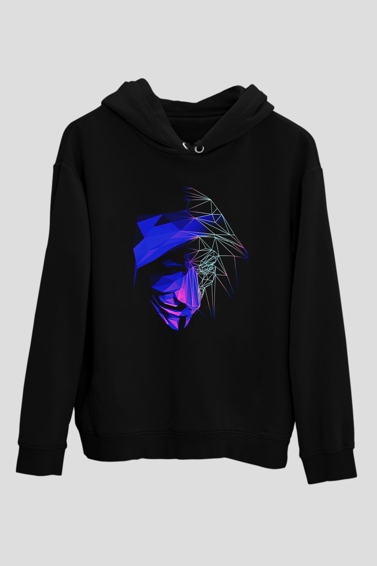 Hacker Baskılı Unisex Siyah Hoodie