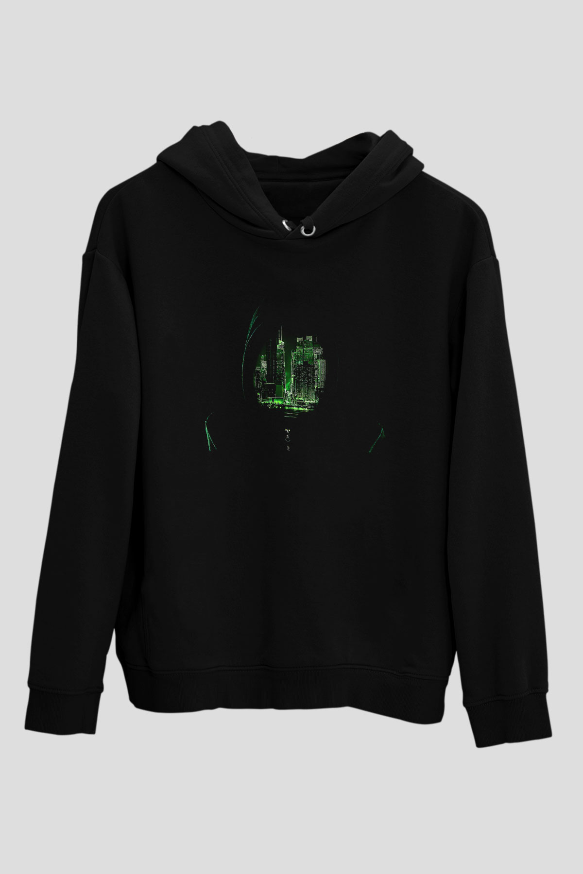 Hacker Baskılı Unisex Siyah Hoodie