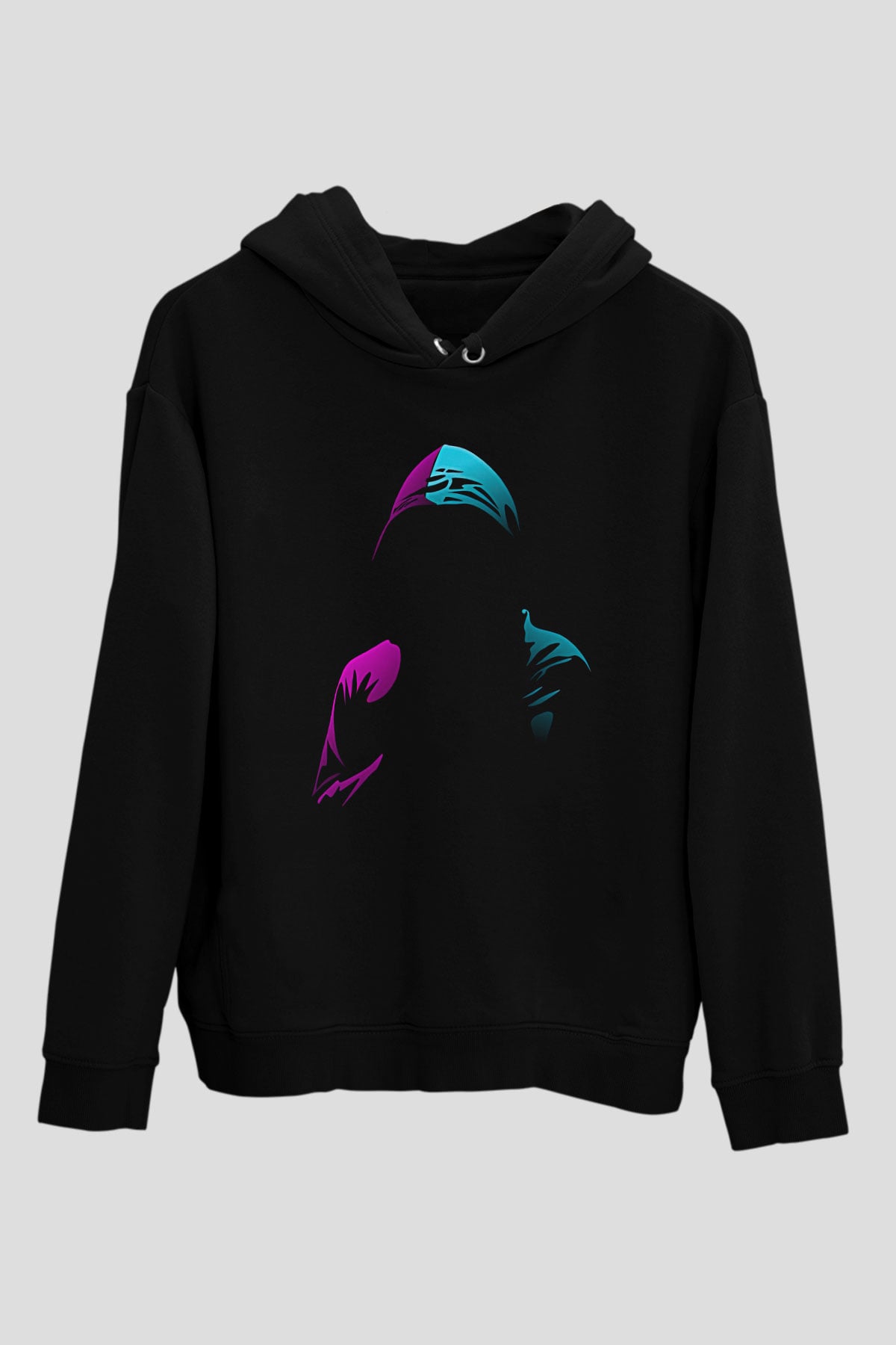 Hacker Baskılı Unisex Siyah Hoodie