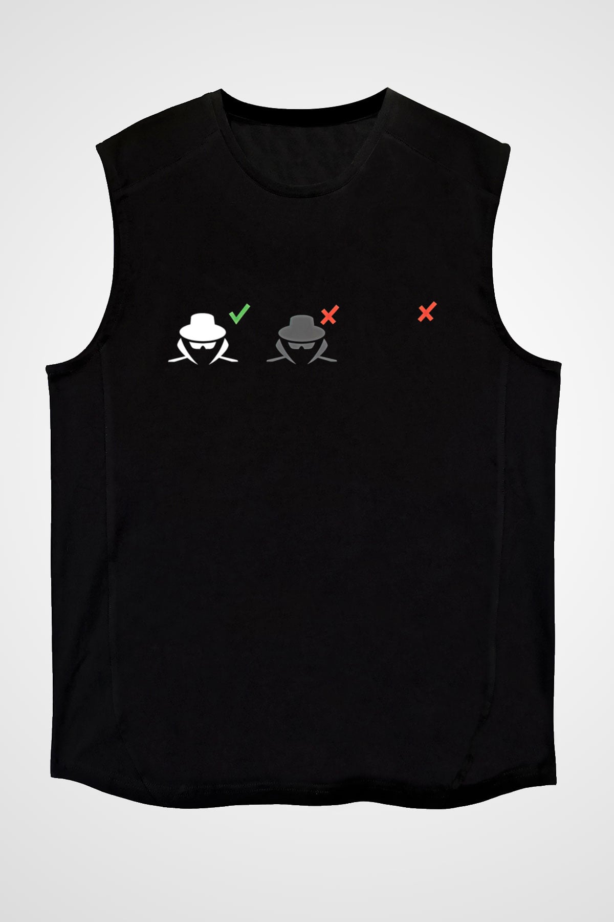 Hacker Baskılı Unisex Siyah Kolsuz Tişört - Tshirt