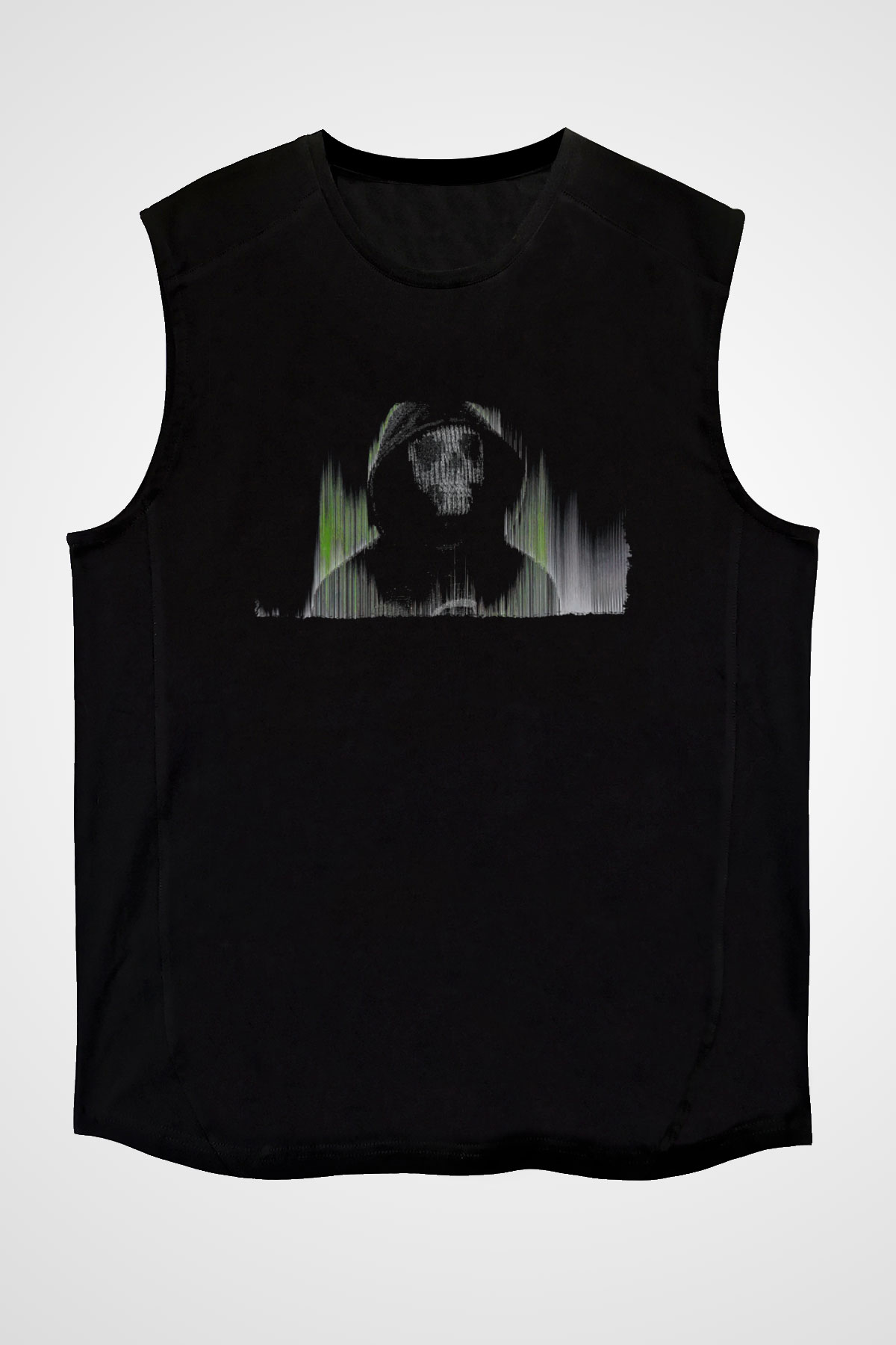 Hacker Baskılı Unisex Siyah Kolsuz Tişört - Tshirt