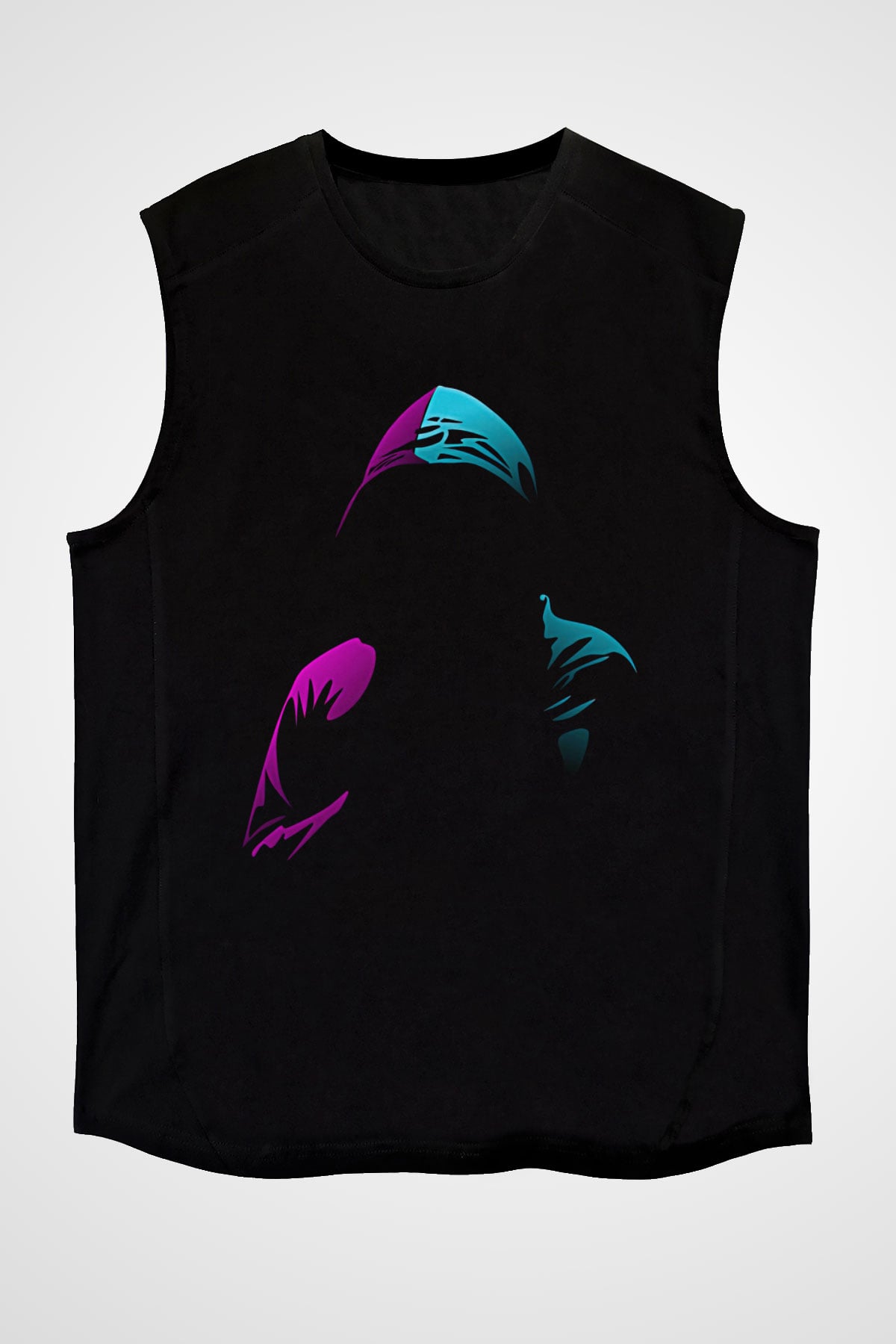 Hacker Baskılı Unisex Siyah Kolsuz Tişört - Tshirt