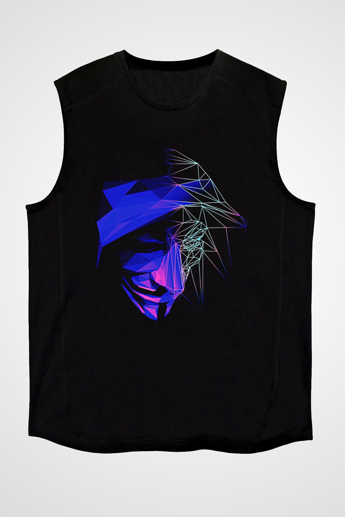 Hacker Baskılı Unisex Siyah Kolsuz Tişört - Tshirt