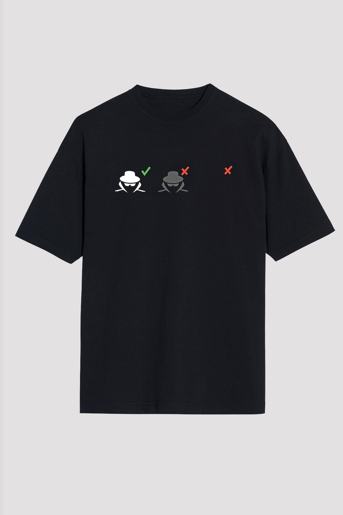 Hacker Baskılı Unisex Siyah Oversize Tişört - Tshirt
