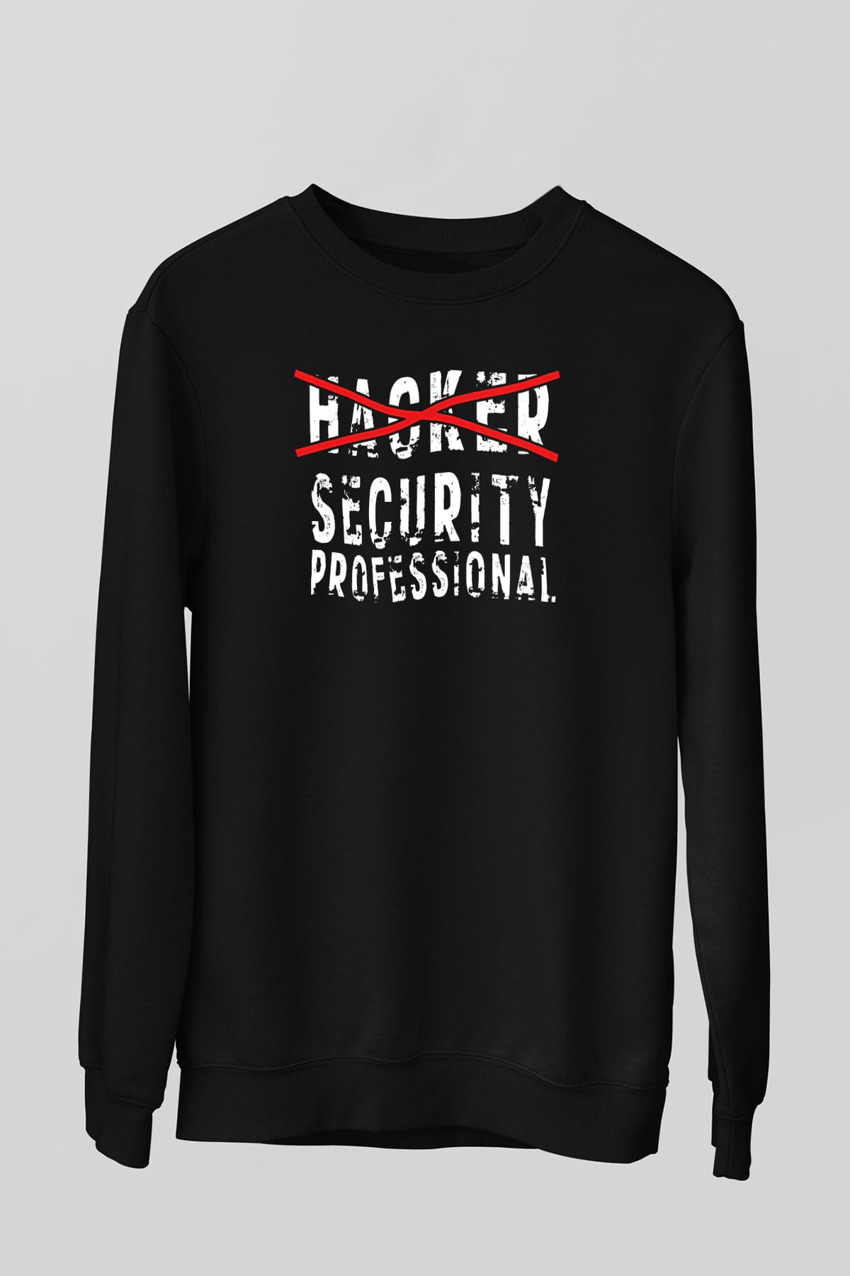 Hacker Baskılı Unisex Siyah Sweatshirt