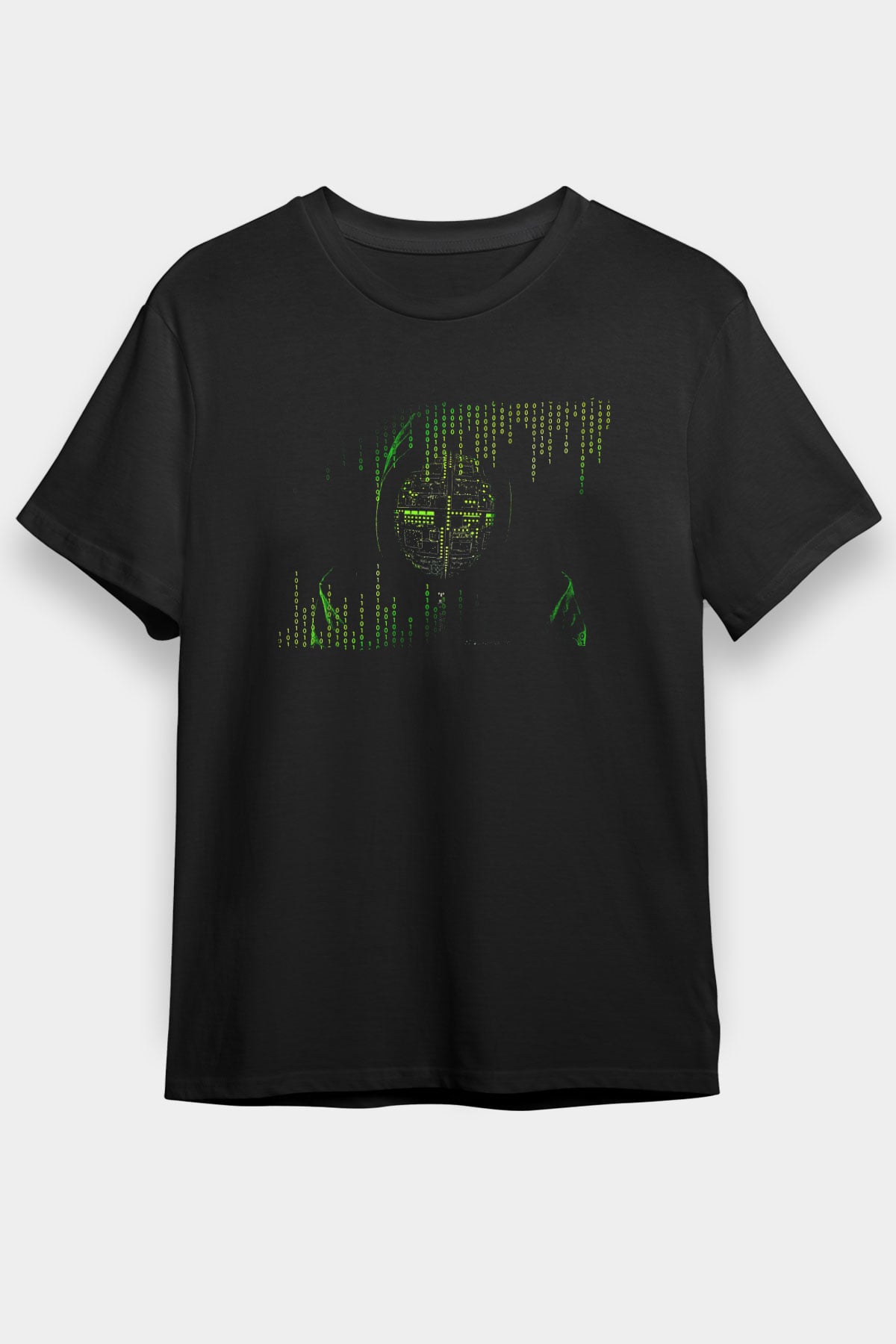 Hacker Baskılı Unisex Siyah Tişört - Tshirt
