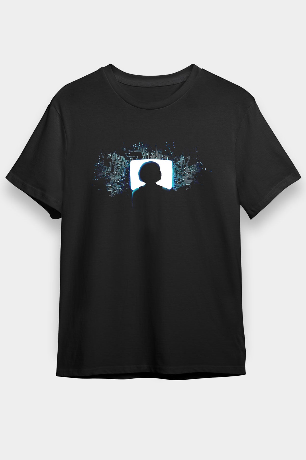 Hacker Baskılı Unisex Siyah Tişört - Tshirt