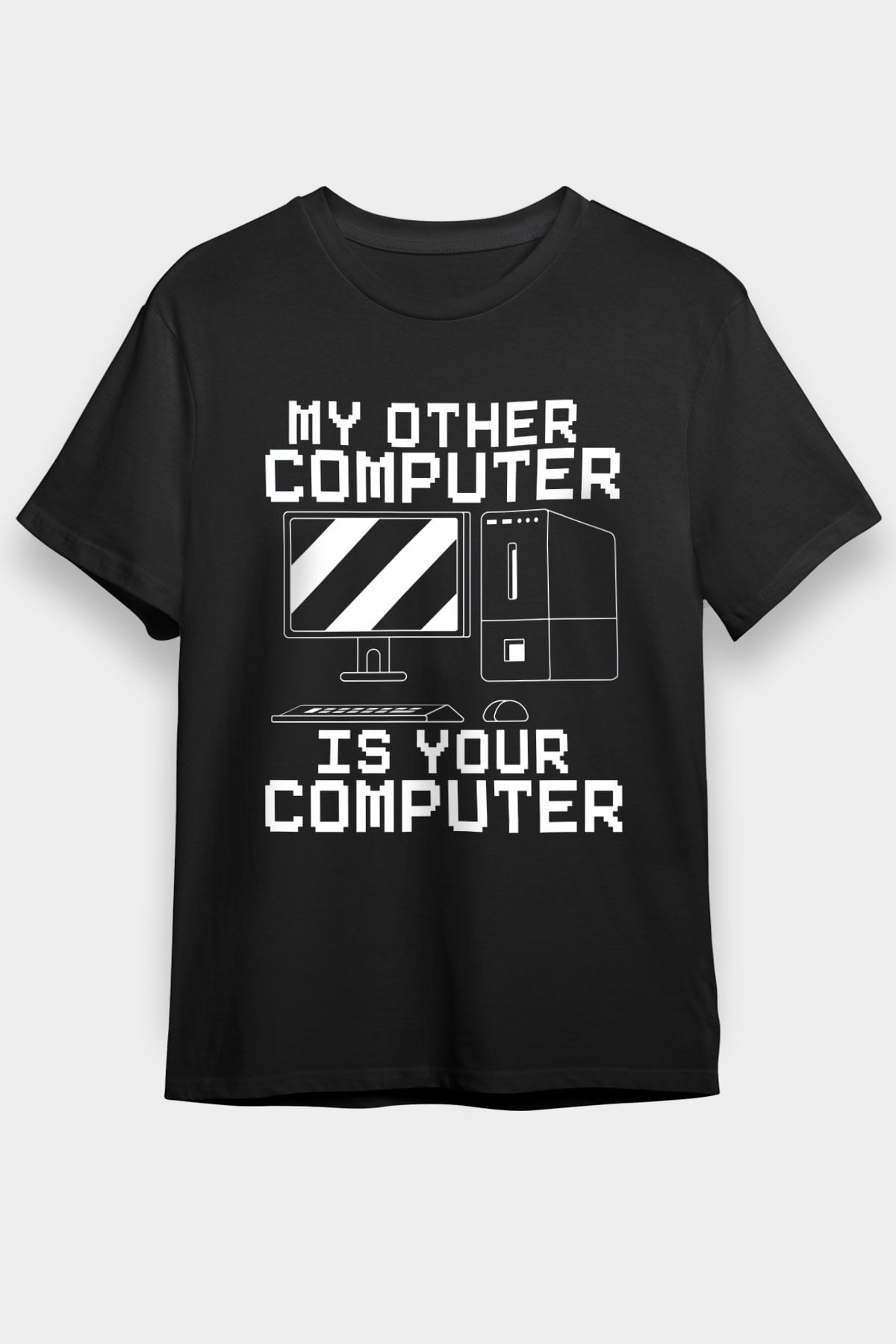 Hacker Baskılı Unisex Siyah Tişört - Tshirt