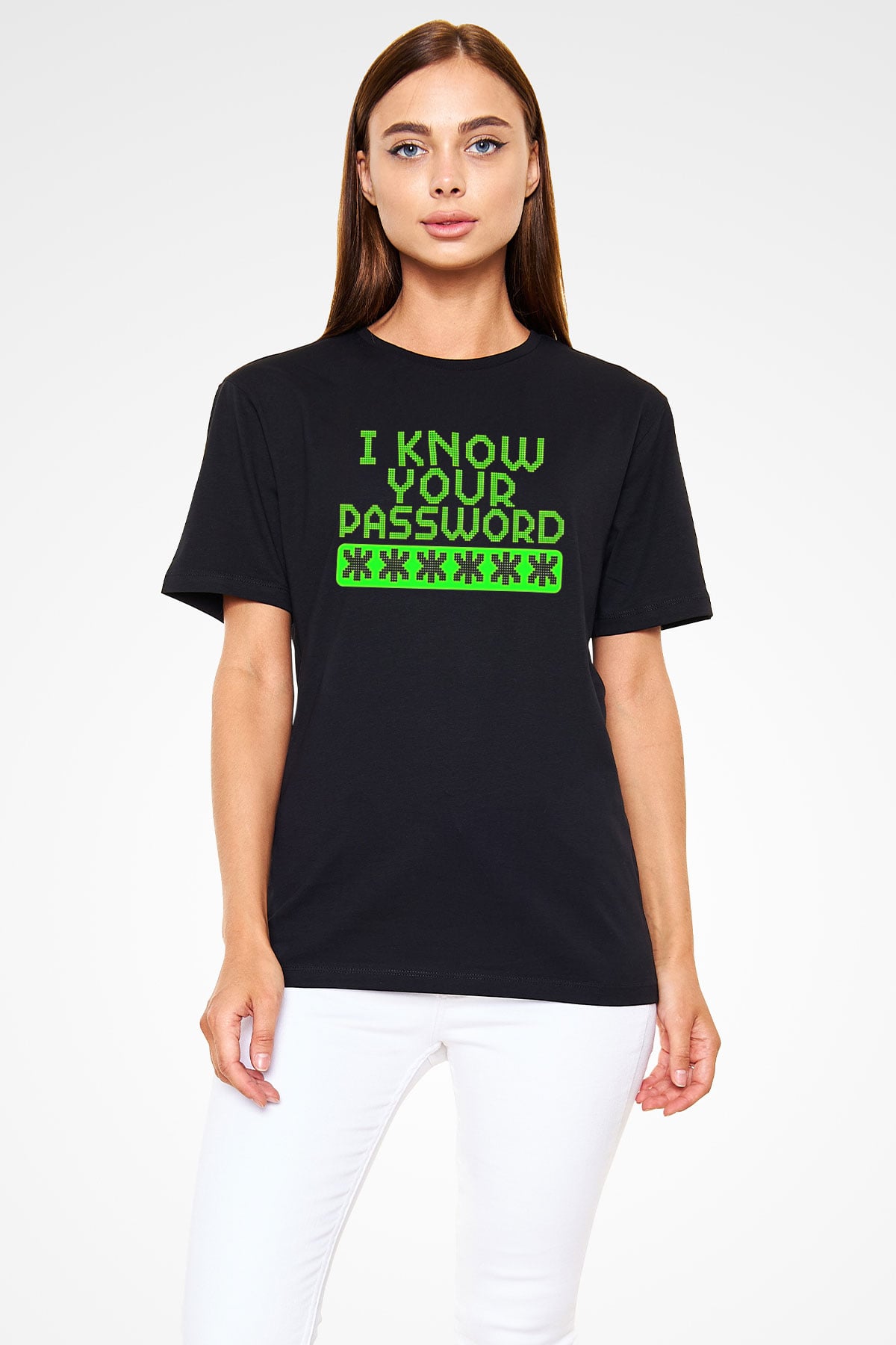 Hacker Baskılı Unisex Siyah Tişört - Tshirt