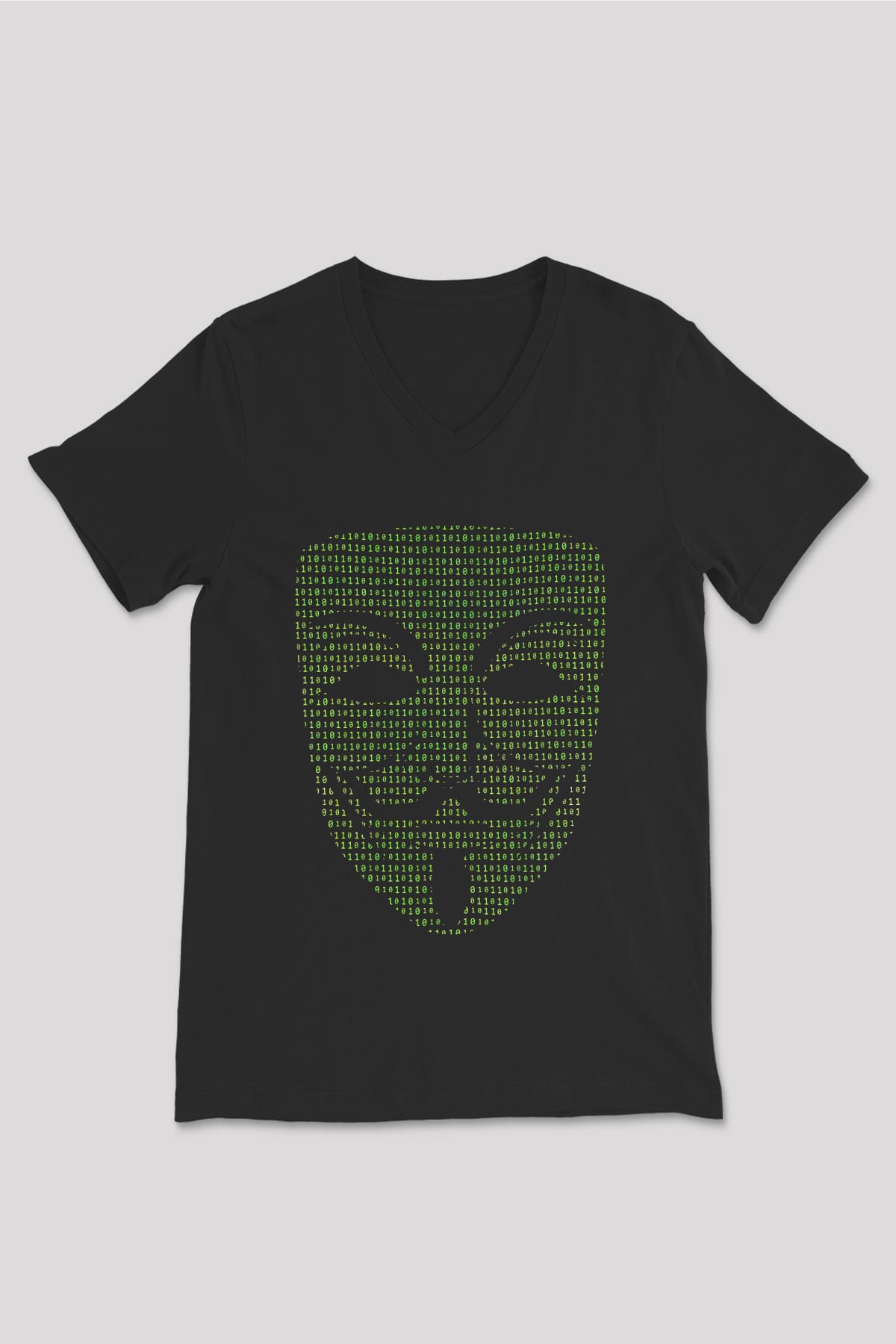 Hacker Baskılı Unisex Siyah V Yaka Tişört - Tshirt