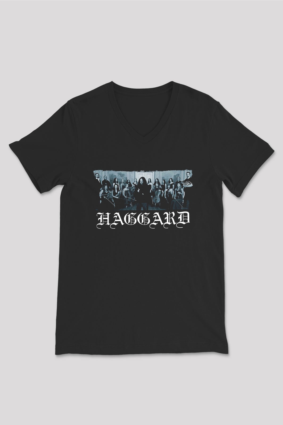 Haggard Baskılı Unisex Siyah V Yaka Tişört - Tshirt